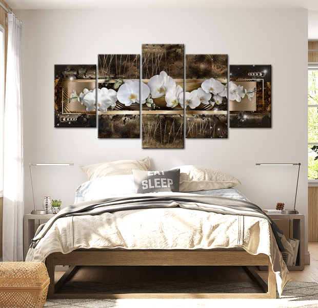 Floral Canvas Wall Art - Orchid Night - 5 Pieces