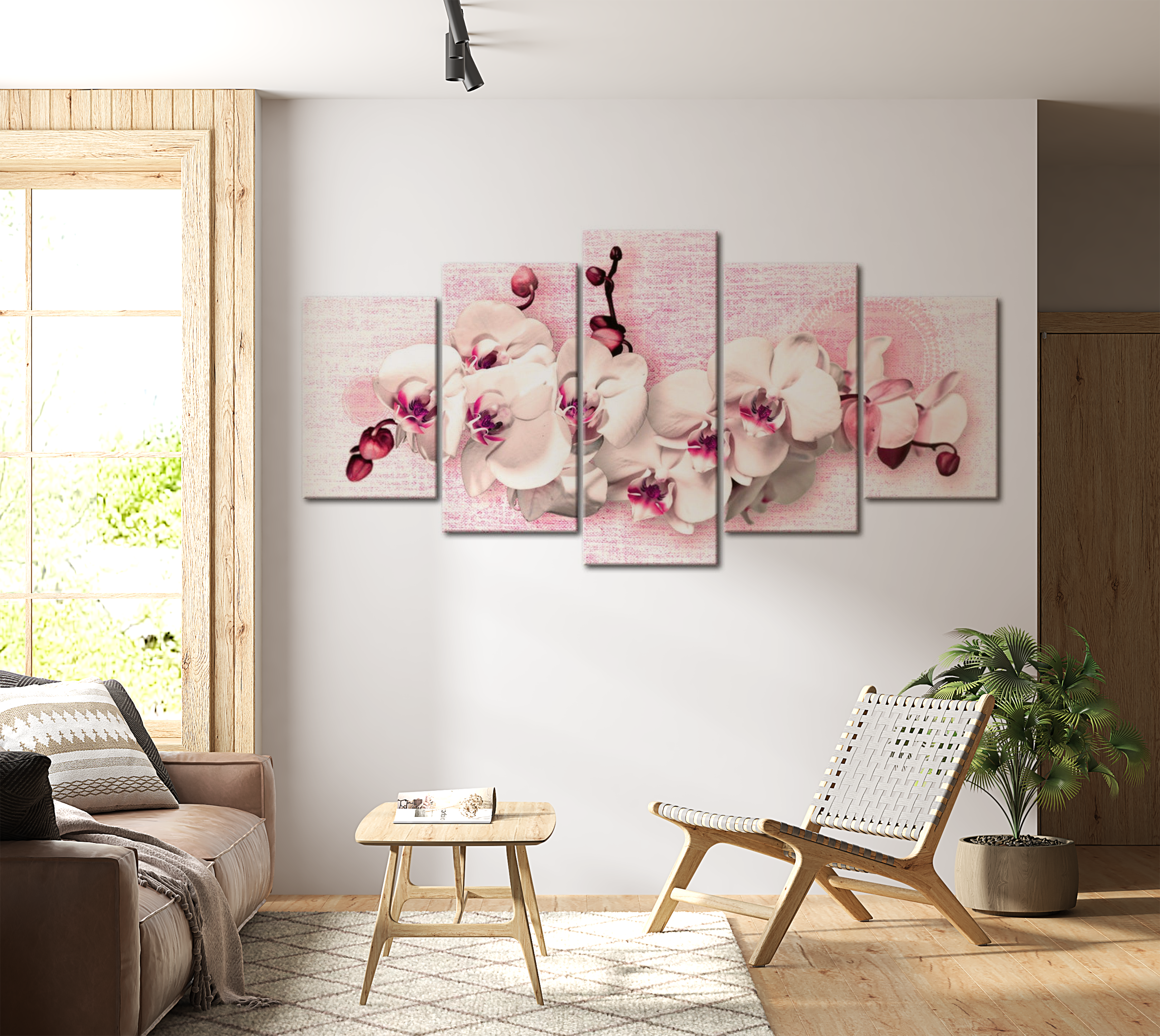 Floral Canvas Wall Art -  Orchid Pink Creation - 5 Pieces