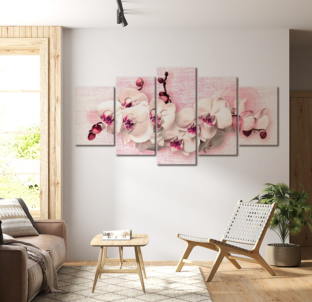 Floral Canvas Wall Art -  Orchid Pink Creation - 5 Pieces