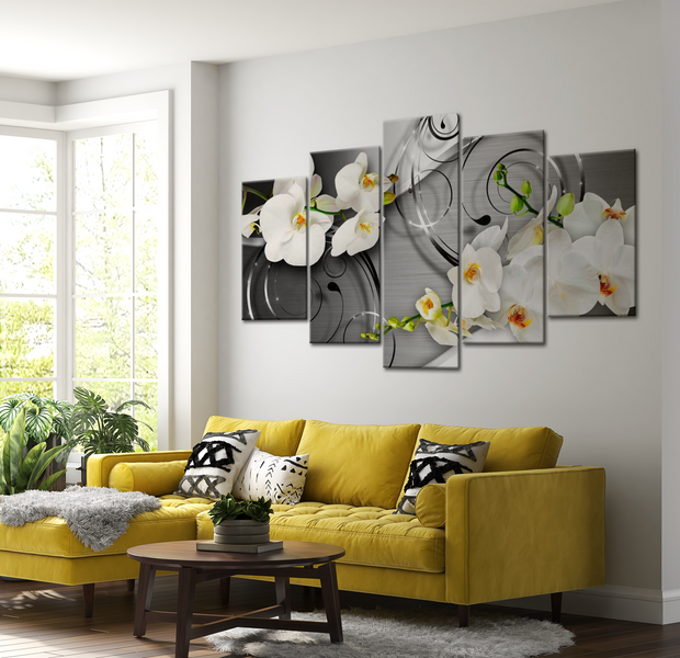 Floral Canvas Wall Art - Orchid Swirls - 5 Pieces
