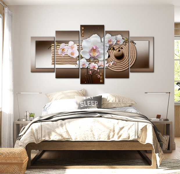 Floral Canvas Wall Art - Orchid Zen Garden - 5 Pieces