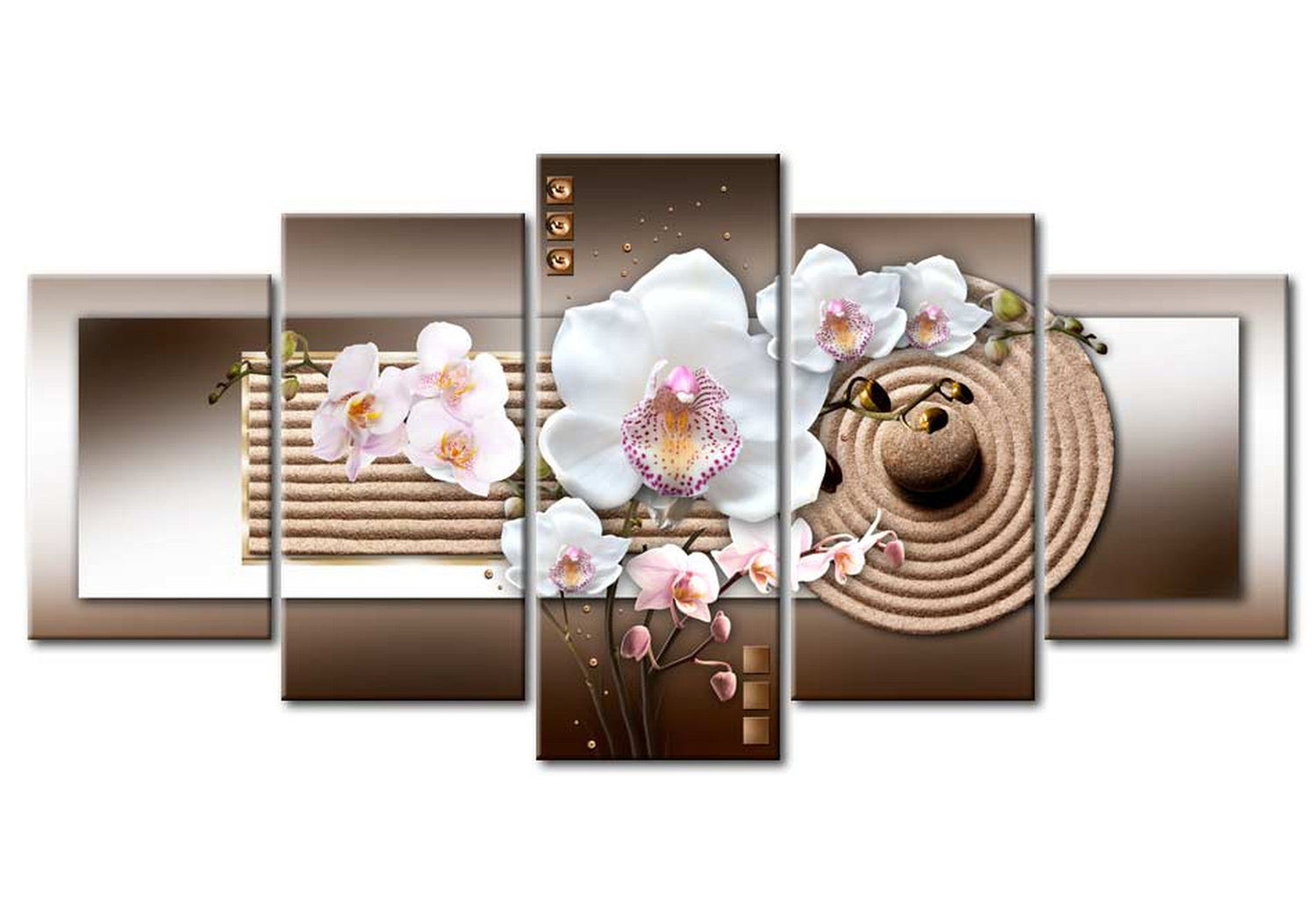 Floral Canvas Wall Art - Orchid Zen Garden - 5 Pieces