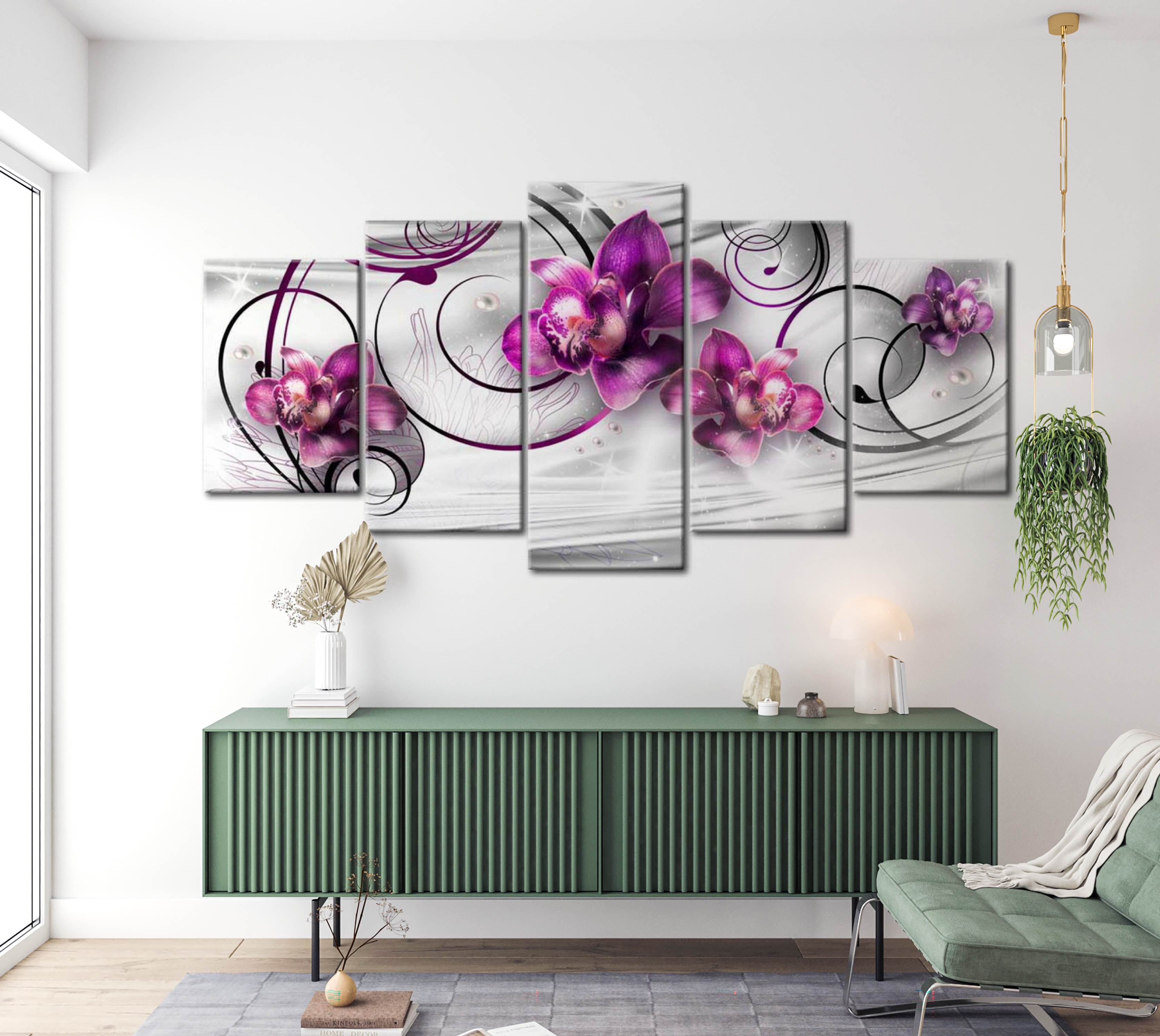 Stretched Canvas Floral Art - Orchids And Pearls 40"Wx20"H