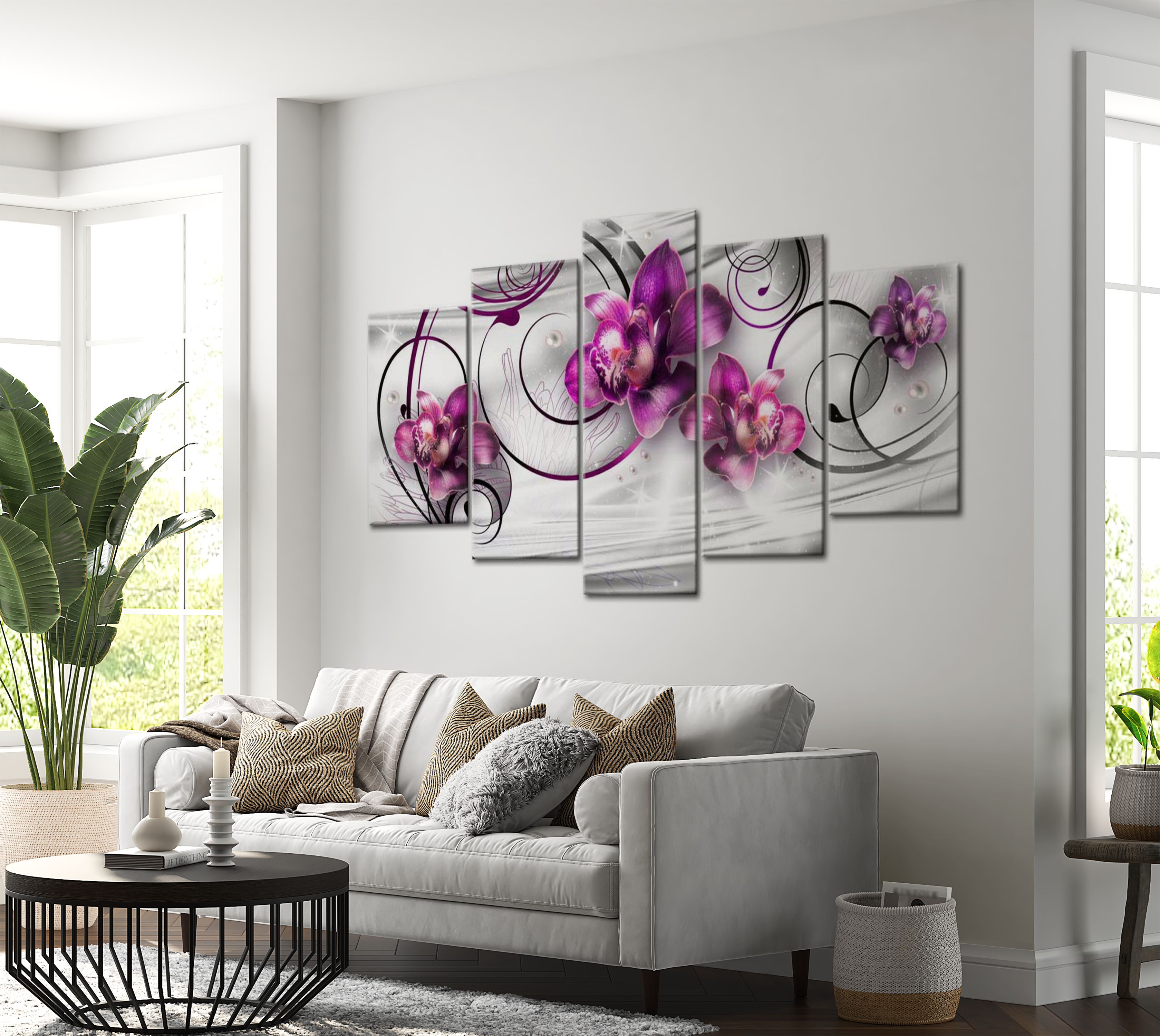 Stretched Canvas Floral Art - Orchids And Pearls 40"Wx20"H