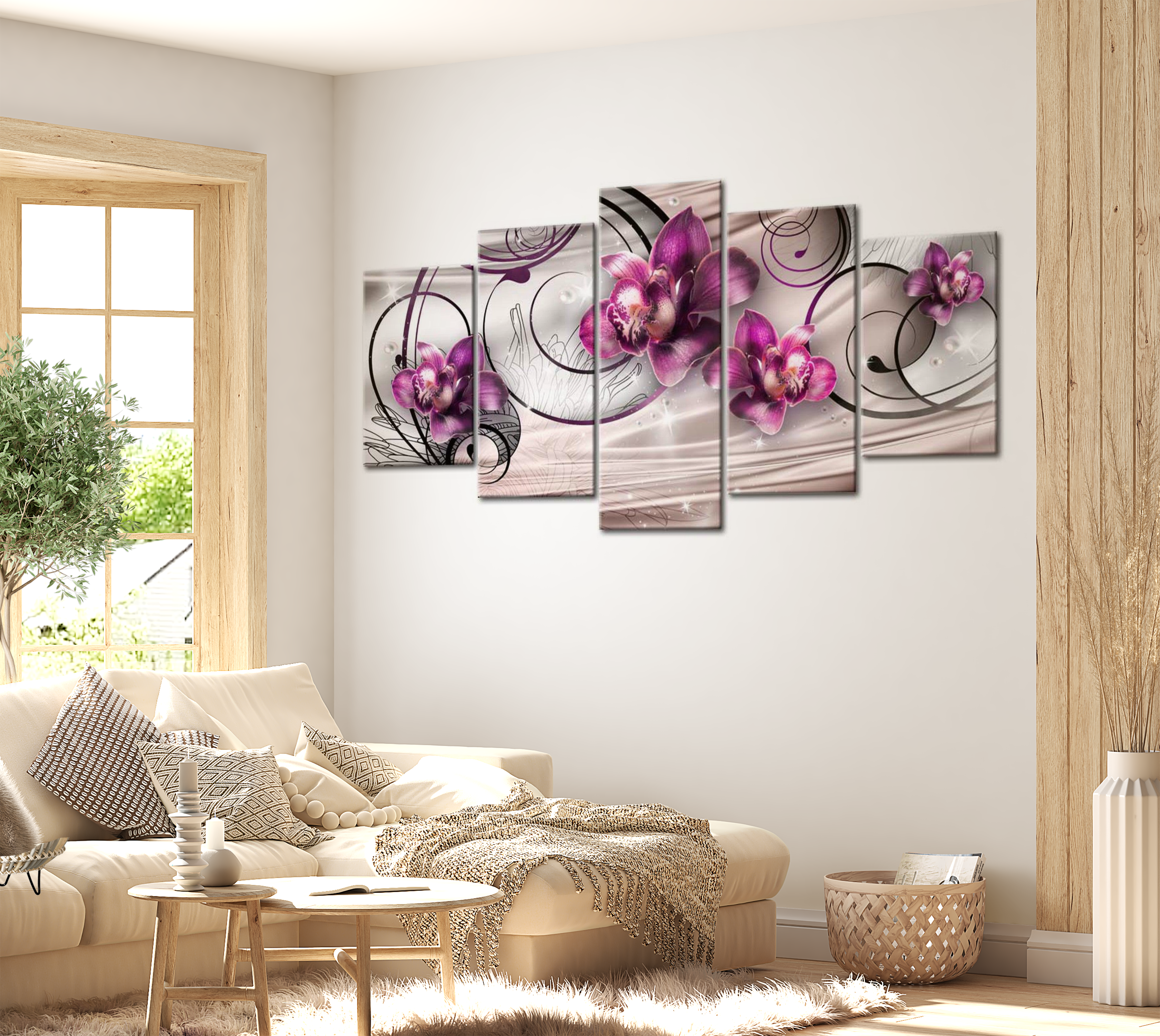 Stretched Canvas Floral Art - Pearl Flight 40"Wx20"H