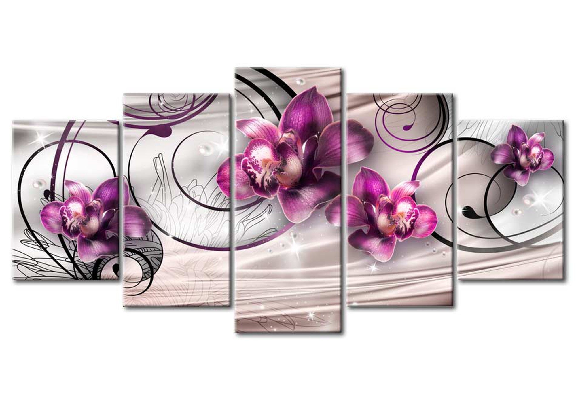 Floral Canvas Wall Art - Pearl Flight - 5 Pieces