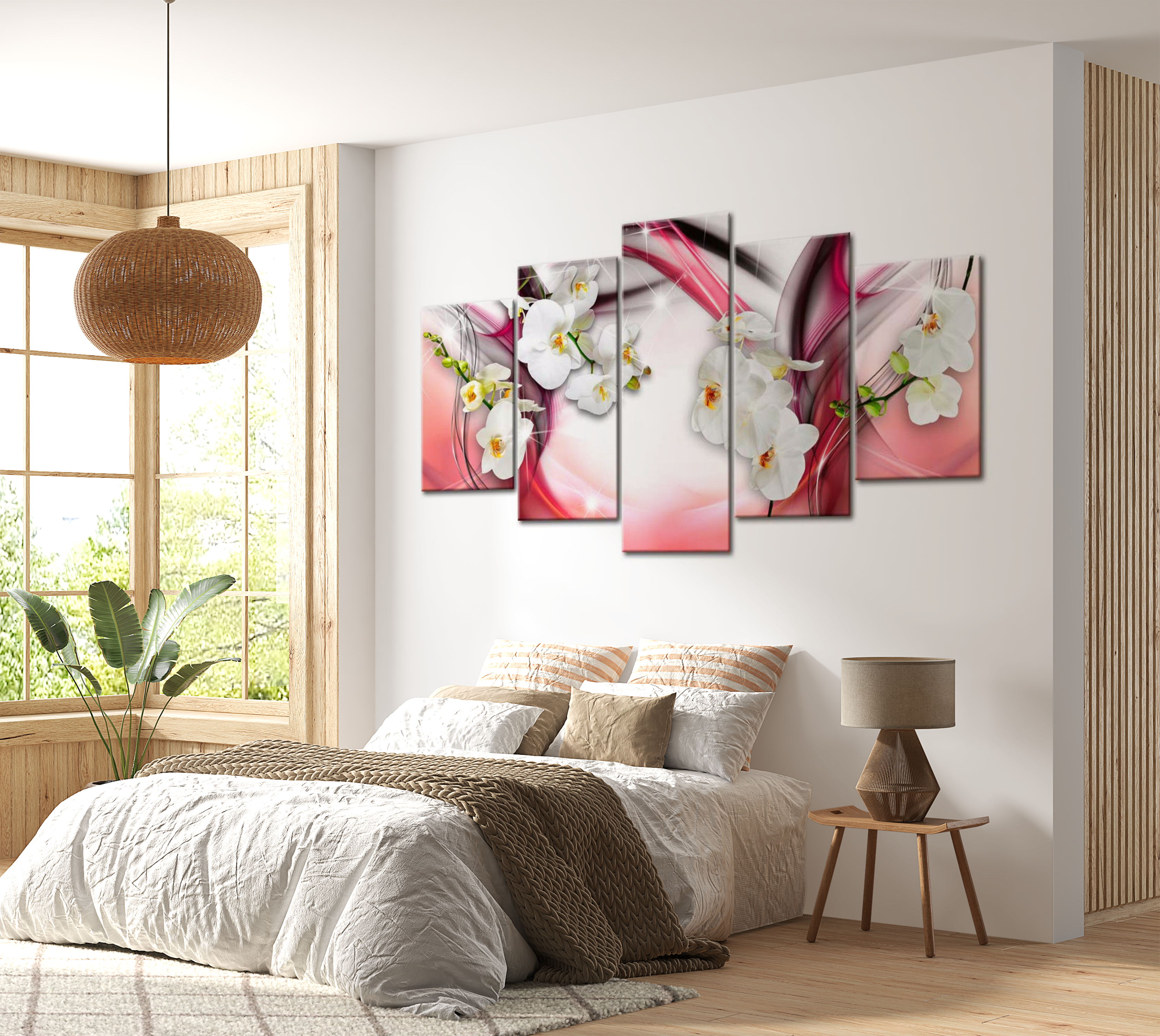 Floral Canvas Wall Art - Pink Melody - 5 Pieces