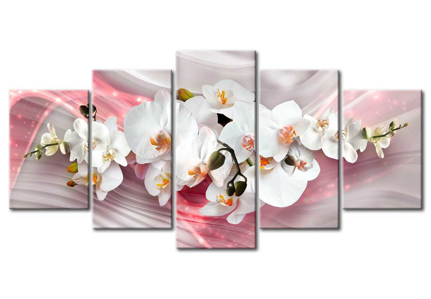 Floral Canvas Wall Art - Pink Orchid Glow - 5 Pieces