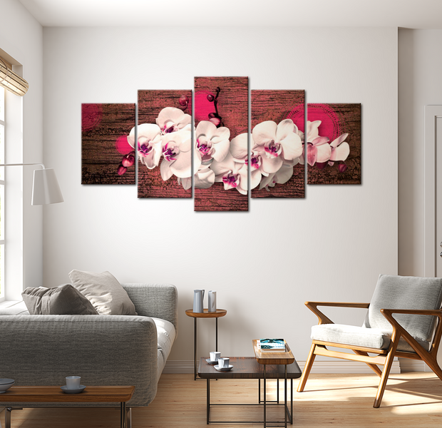Floral Canvas Wall Art - Pink Orchid Joy - 5 Pieces