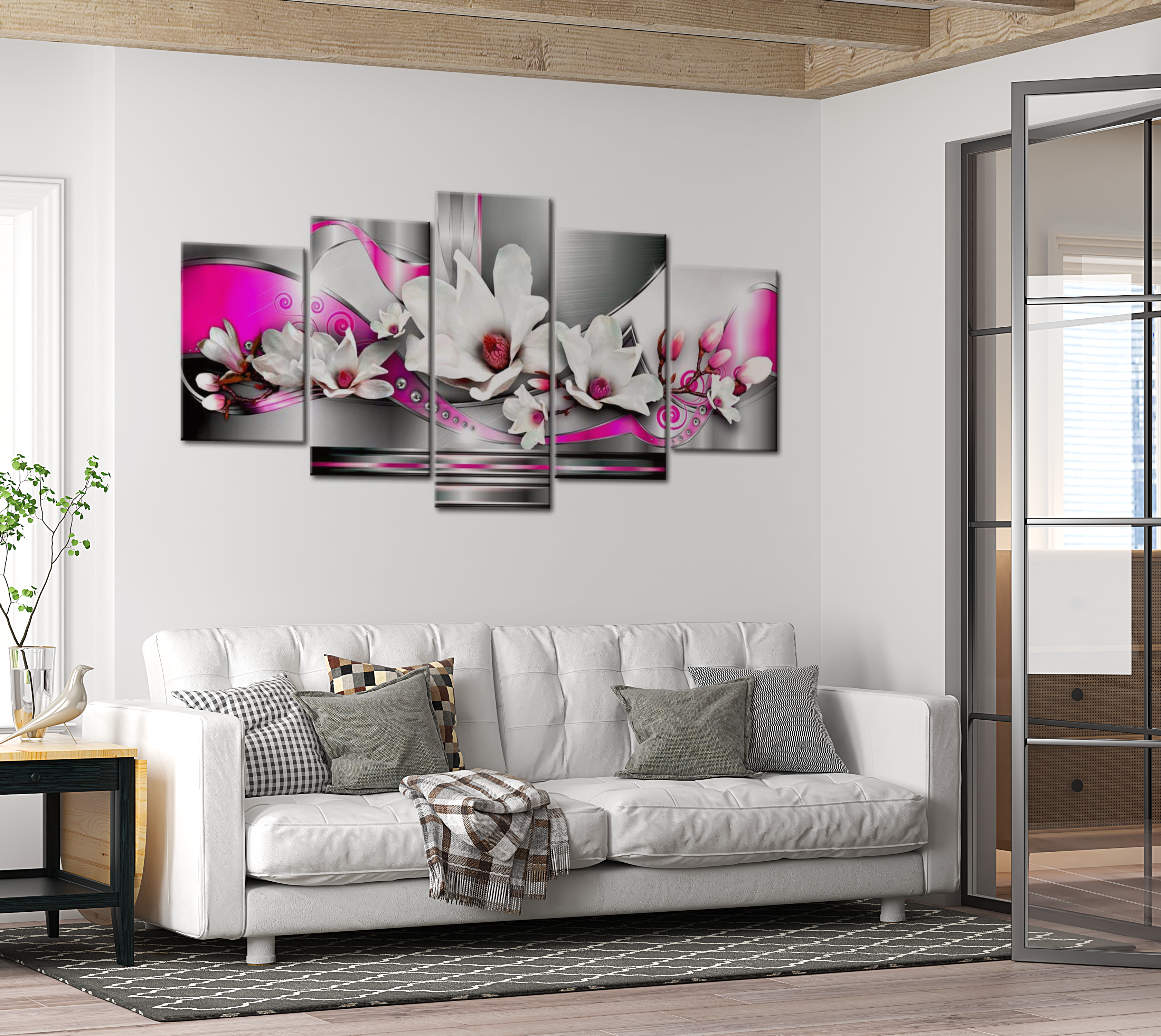 Floral Canvas Wall Art - Pink Revolution - 5 Pieces