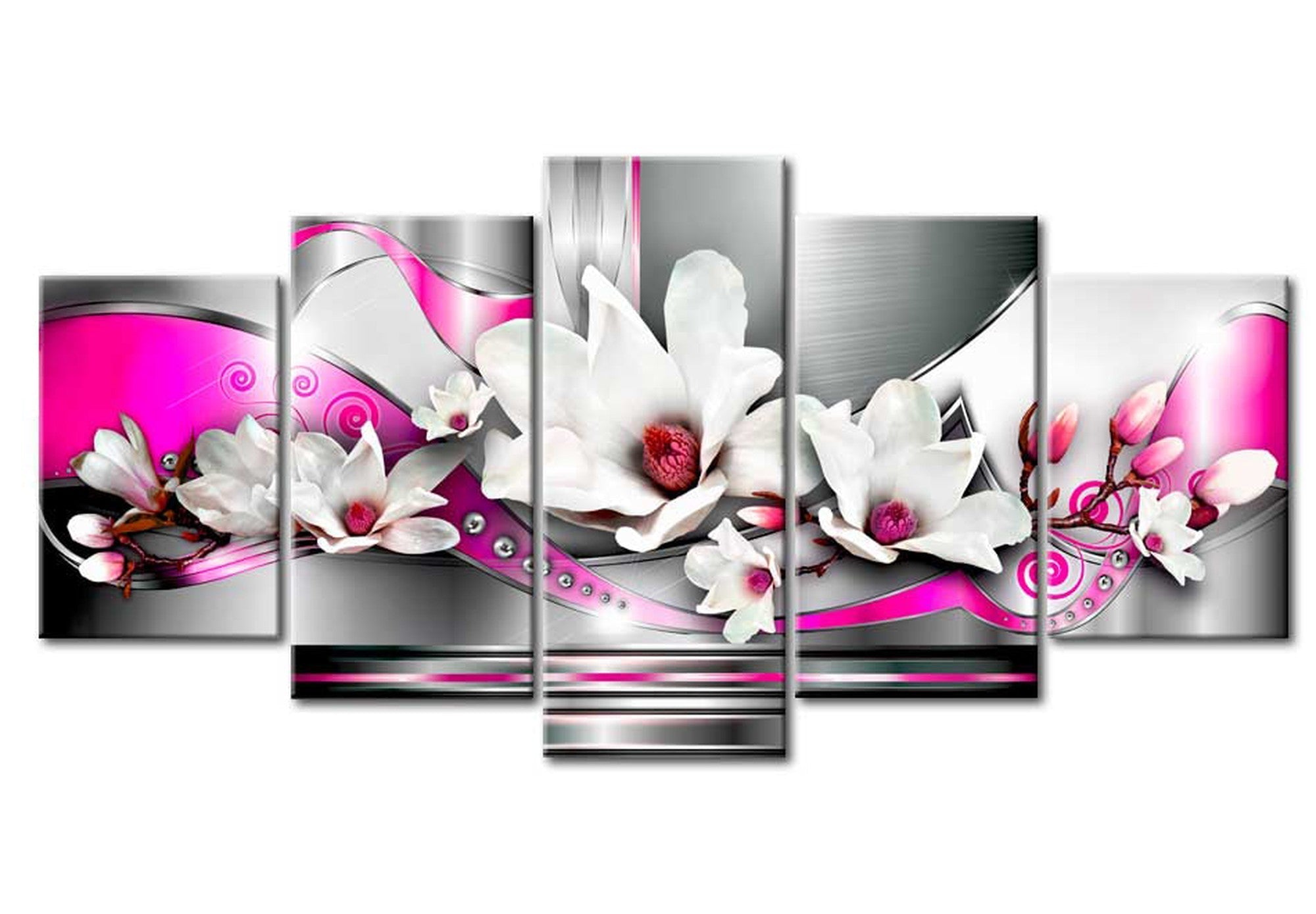 Floral Canvas Wall Art - Pink Revolution - 5 Pieces