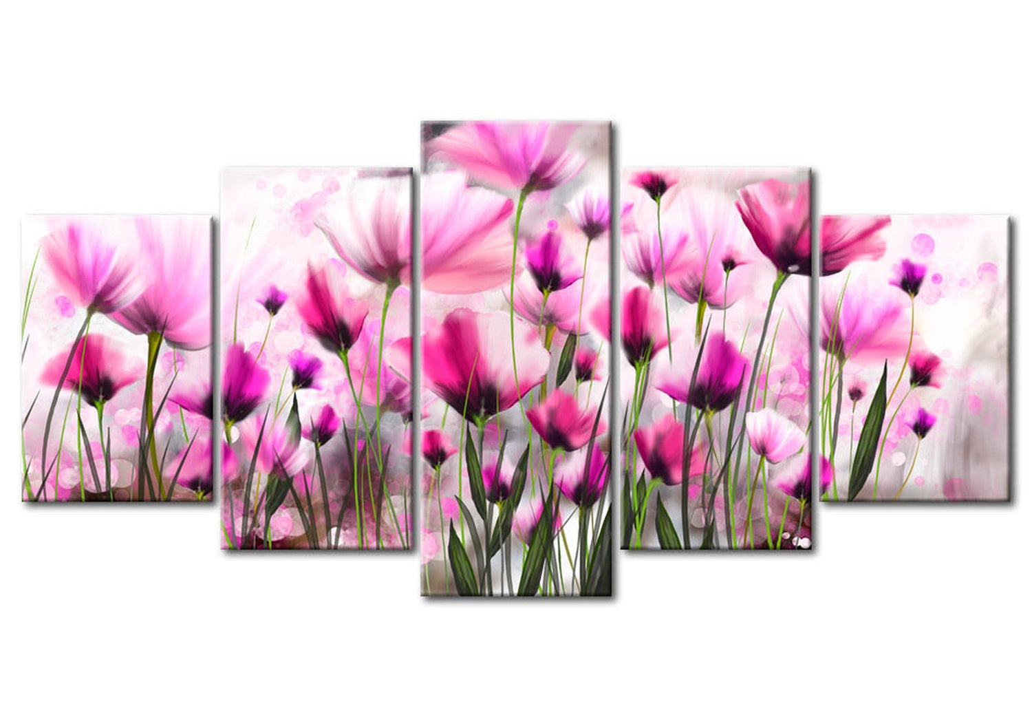 Floral Canvas Wall Art - Pink Secret Garden - 5 Pieces
