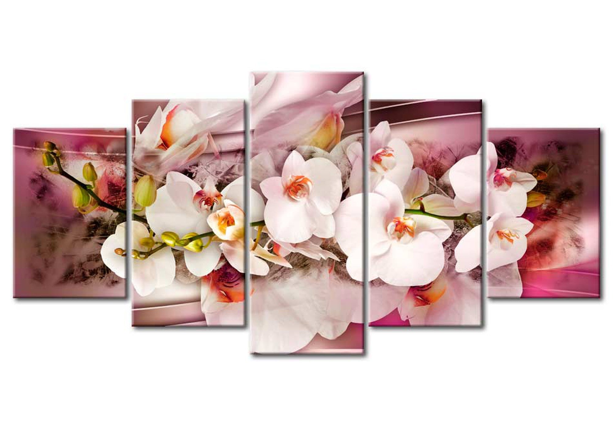 Floral Canvas Wall Art - Pink Serenade - 5 Pieces