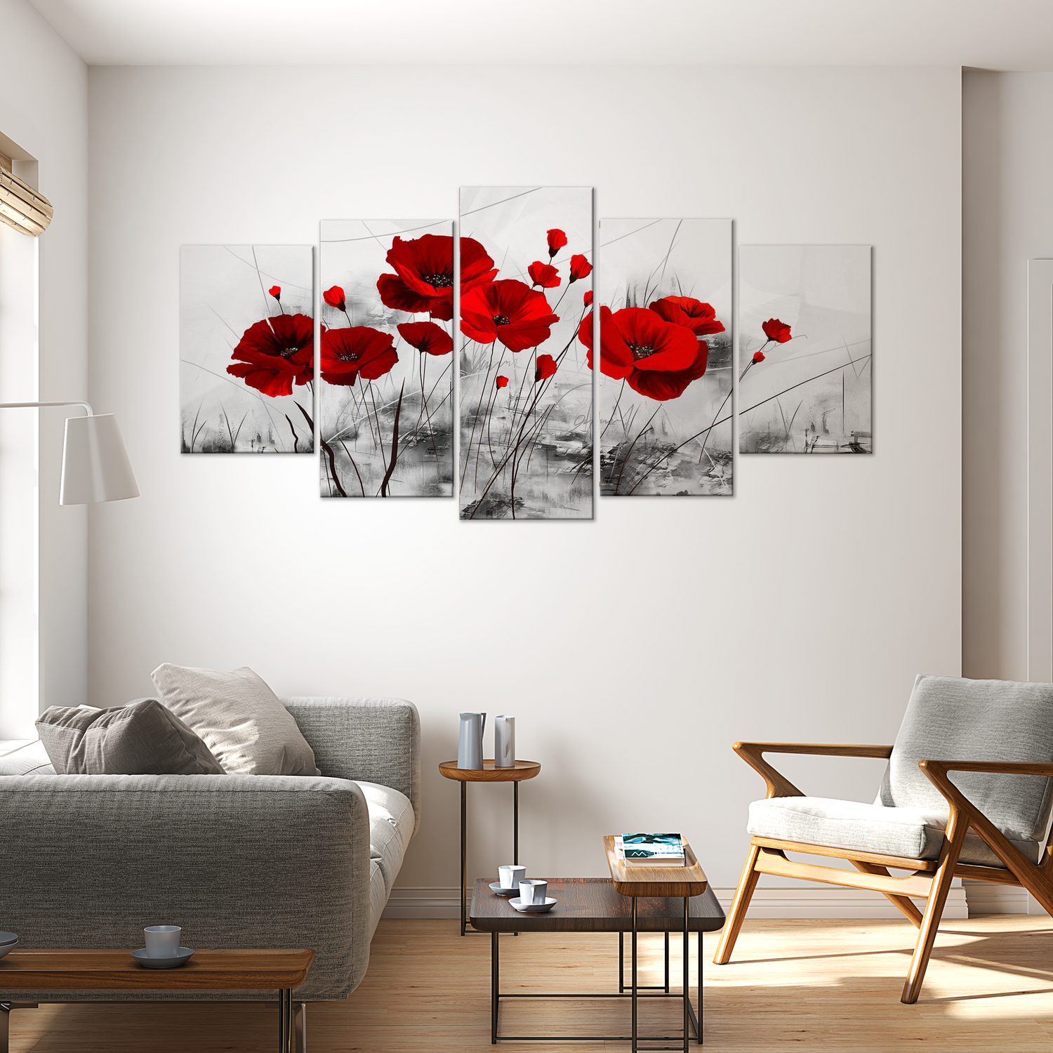 Stretched Canvas Floral Art - Poppies - Red Miracle 40"Wx20"H