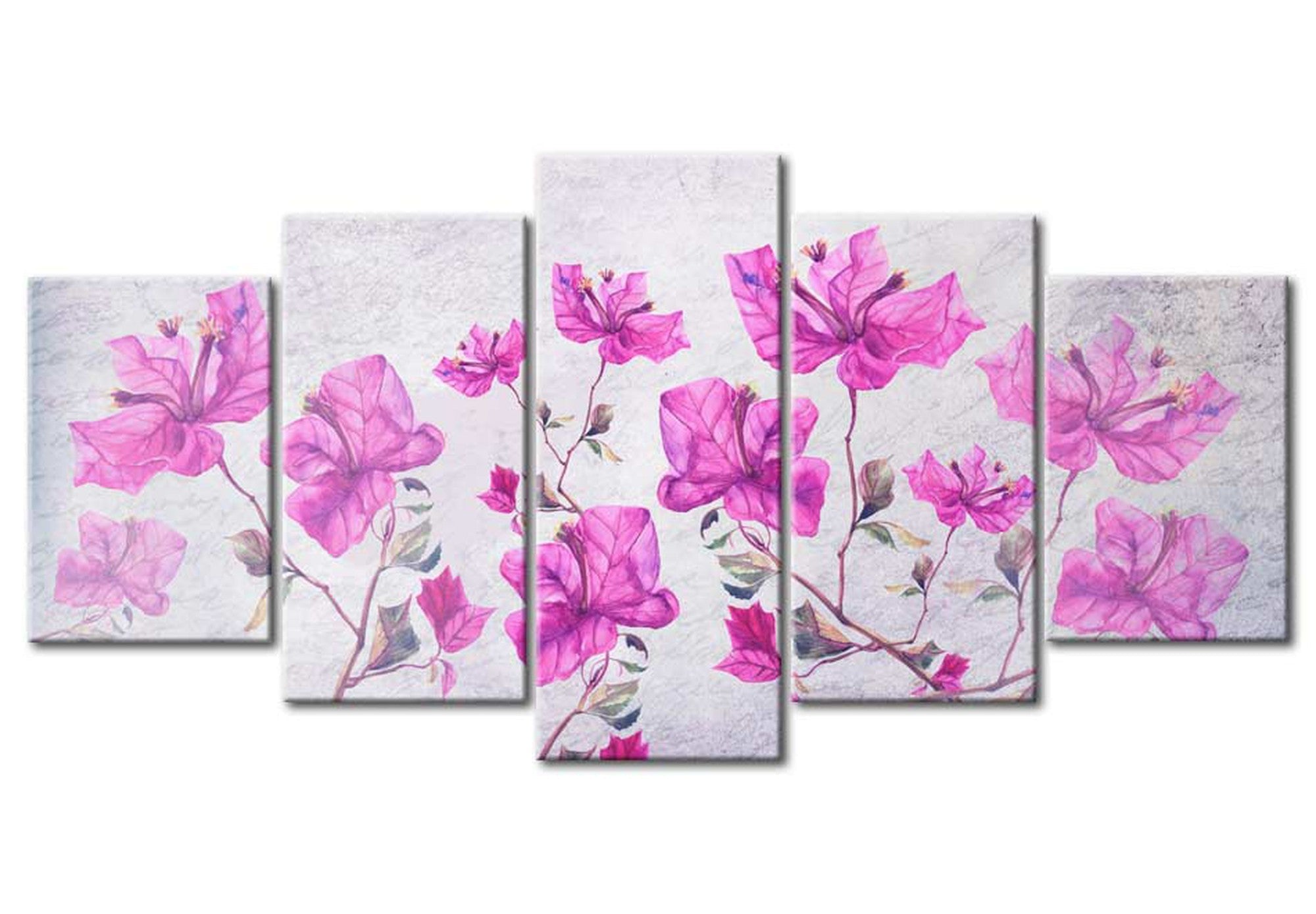 Floral Canvas Wall Art - Purple Flowers - 5 Pieces