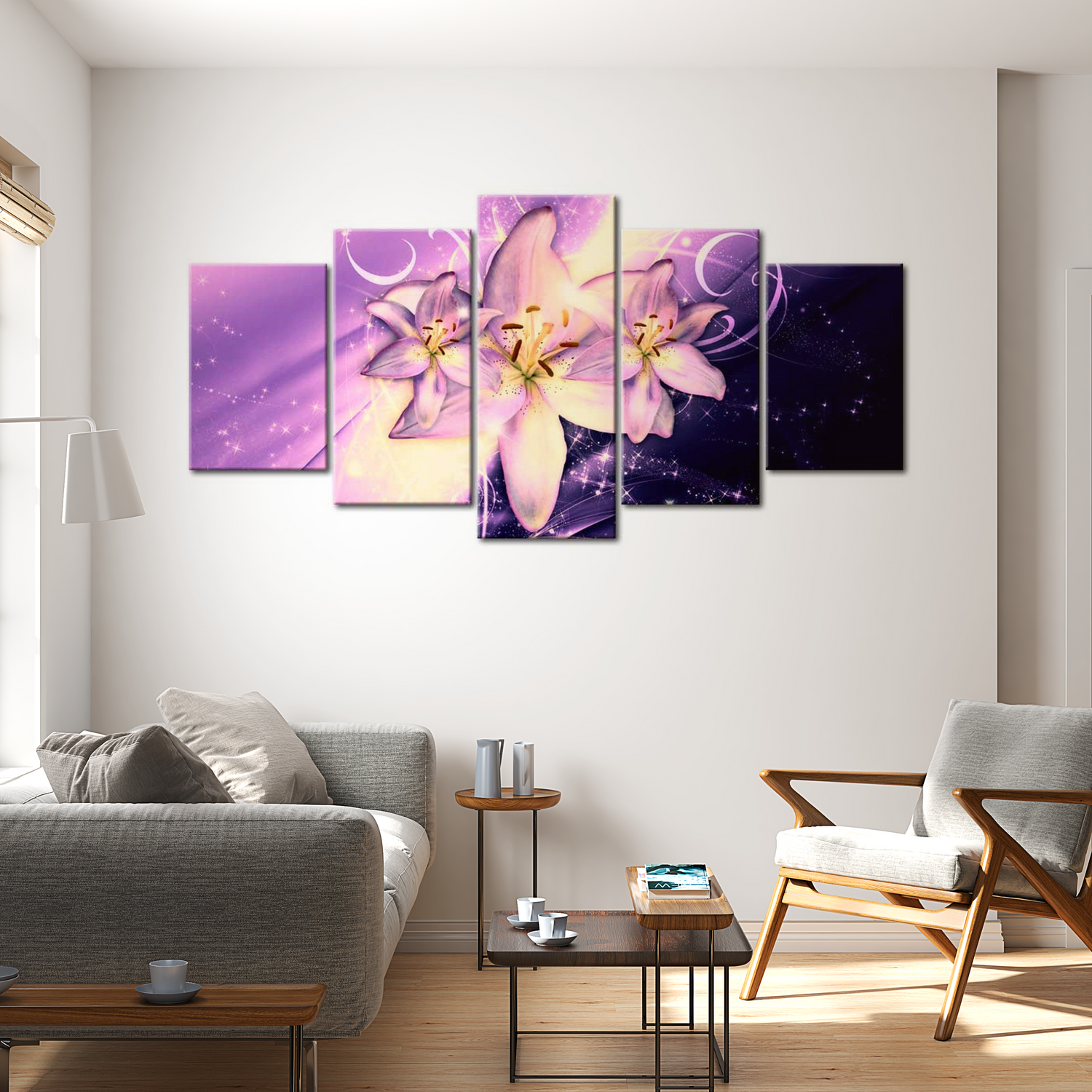 Stretched Canvas Floral Art - Purple Galaxy 40"Wx20"H
