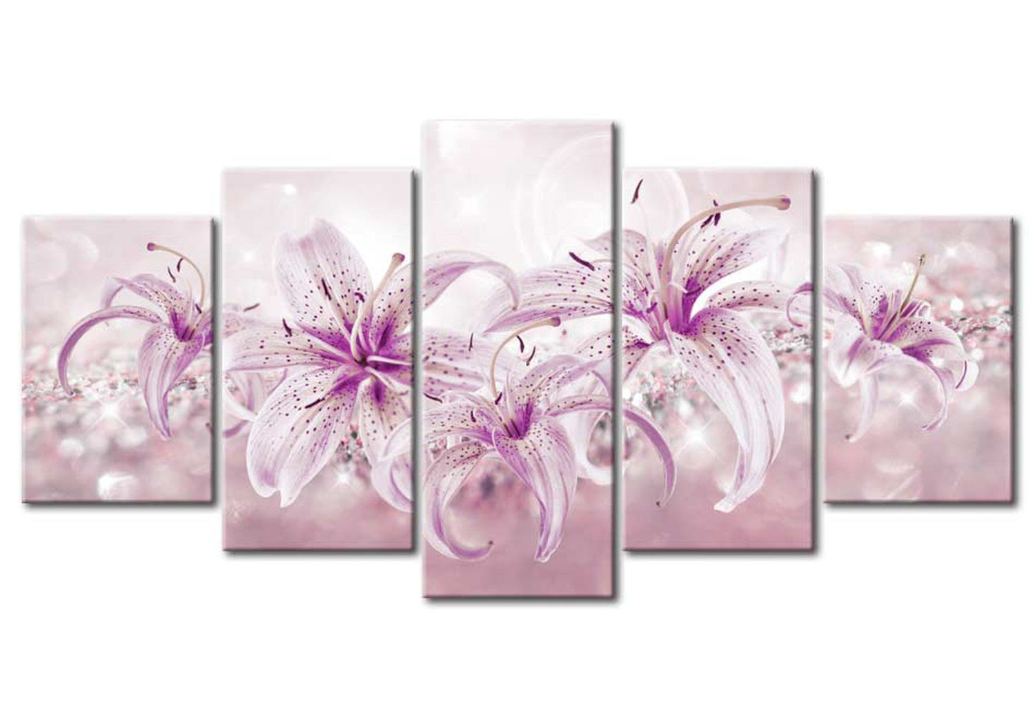 Floral Canvas Wall Art - Purple Lily Harmony - 5 Pieces