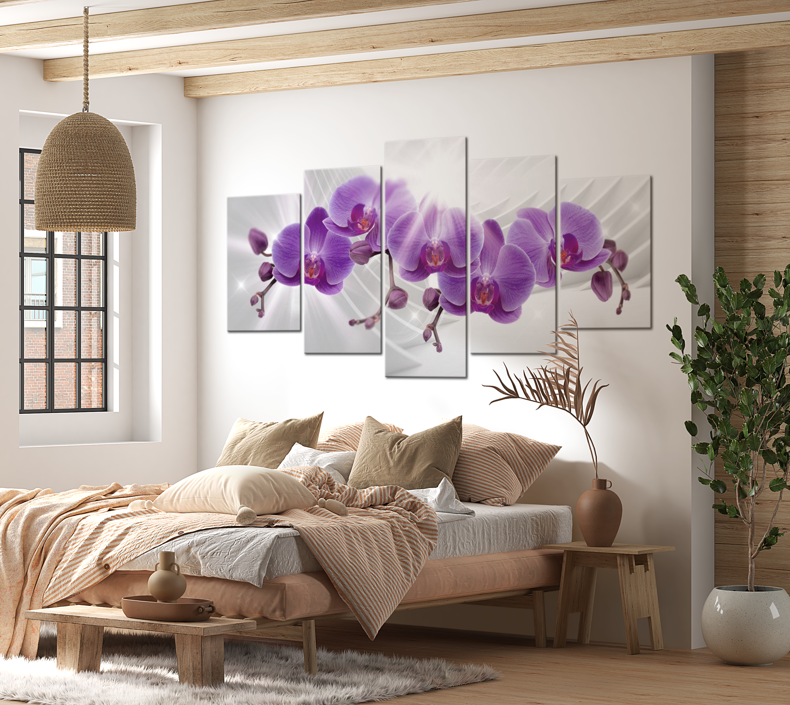 Stretched Canvas Floral Art - Abstract Garden: Purple Orchis 40"Wx20"H