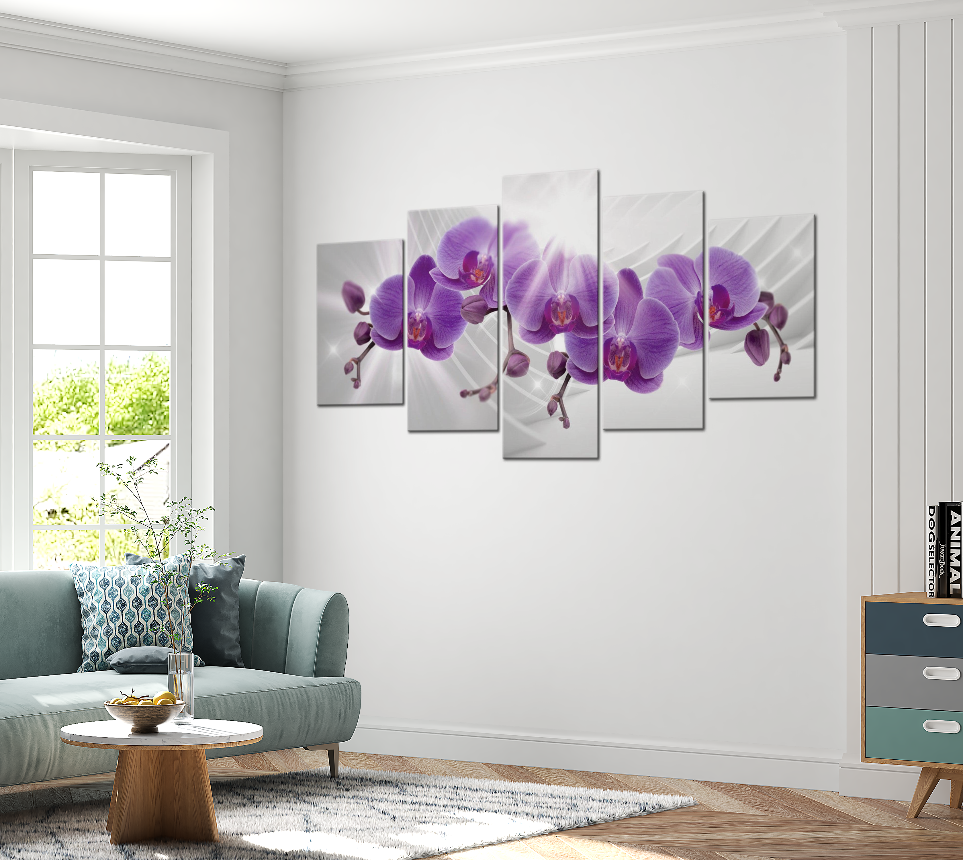 Stretched Canvas Floral Art - Abstract Garden: Purple Orchis 40"Wx20"H