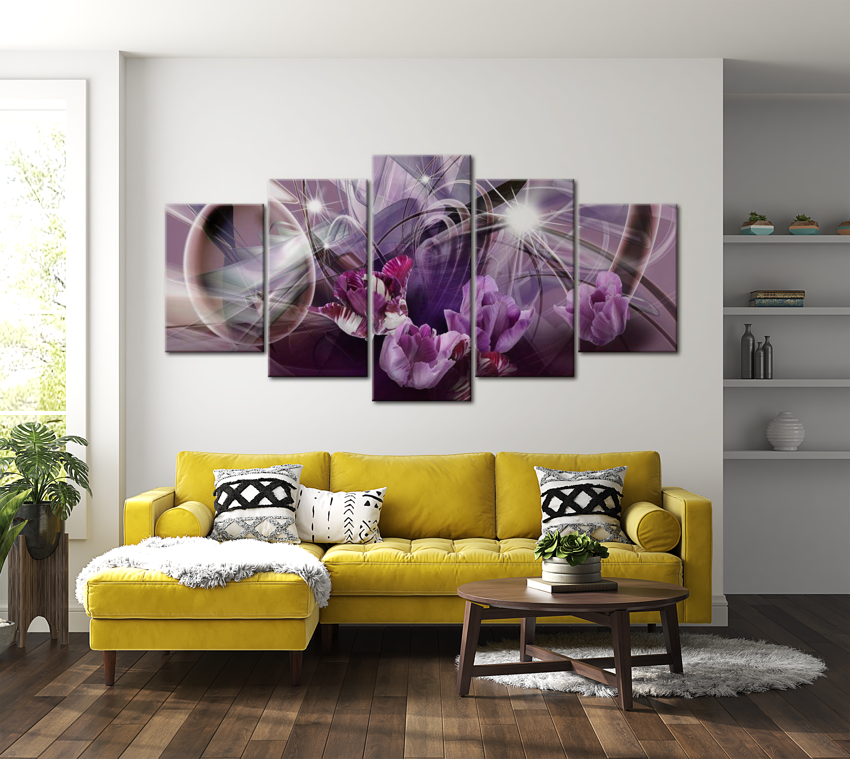 Stretched Canvas Floral Art - Purple Of Tulips 40"Wx20"H