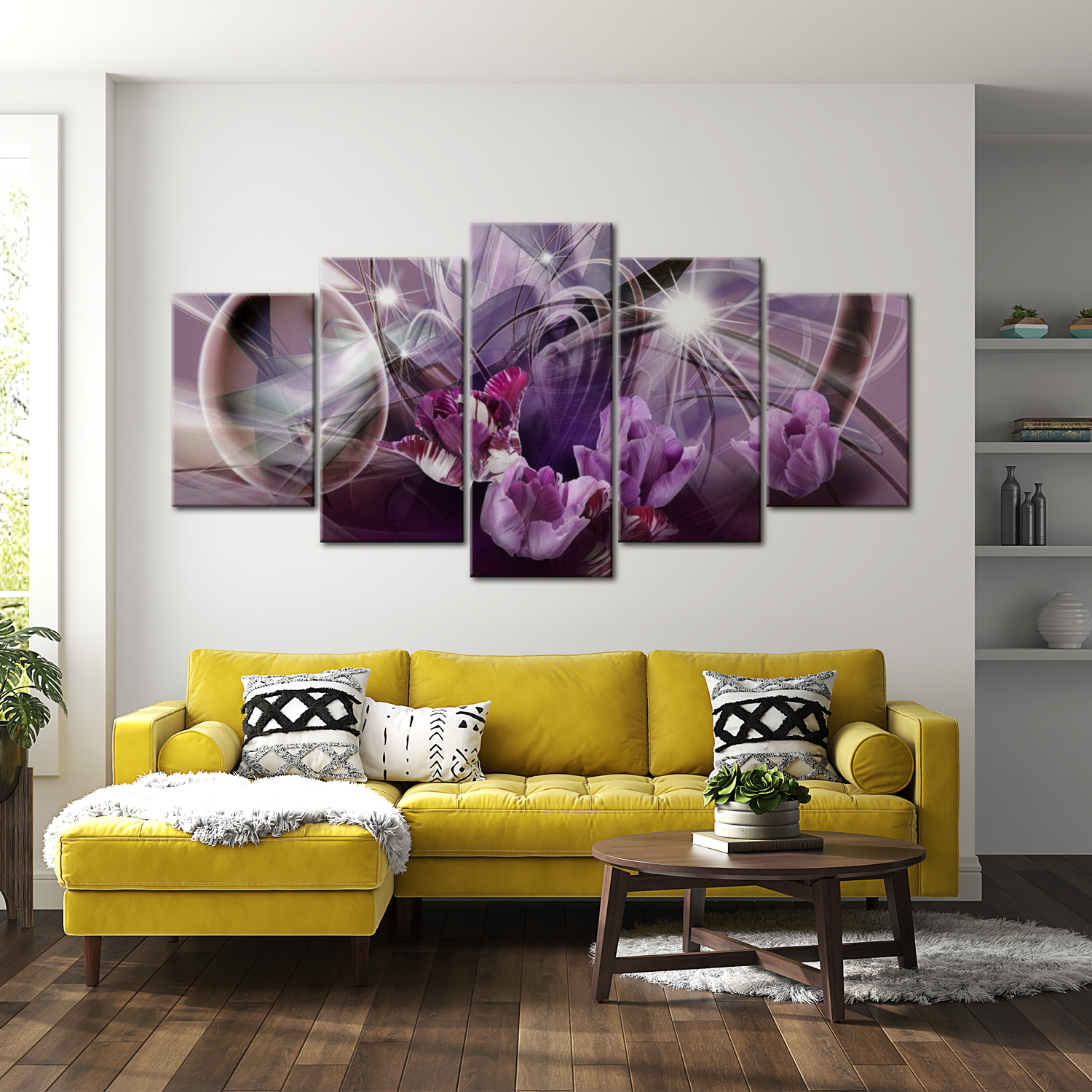 Stretched Canvas Floral Art - Purple Of Tulips 40"Wx20"H
