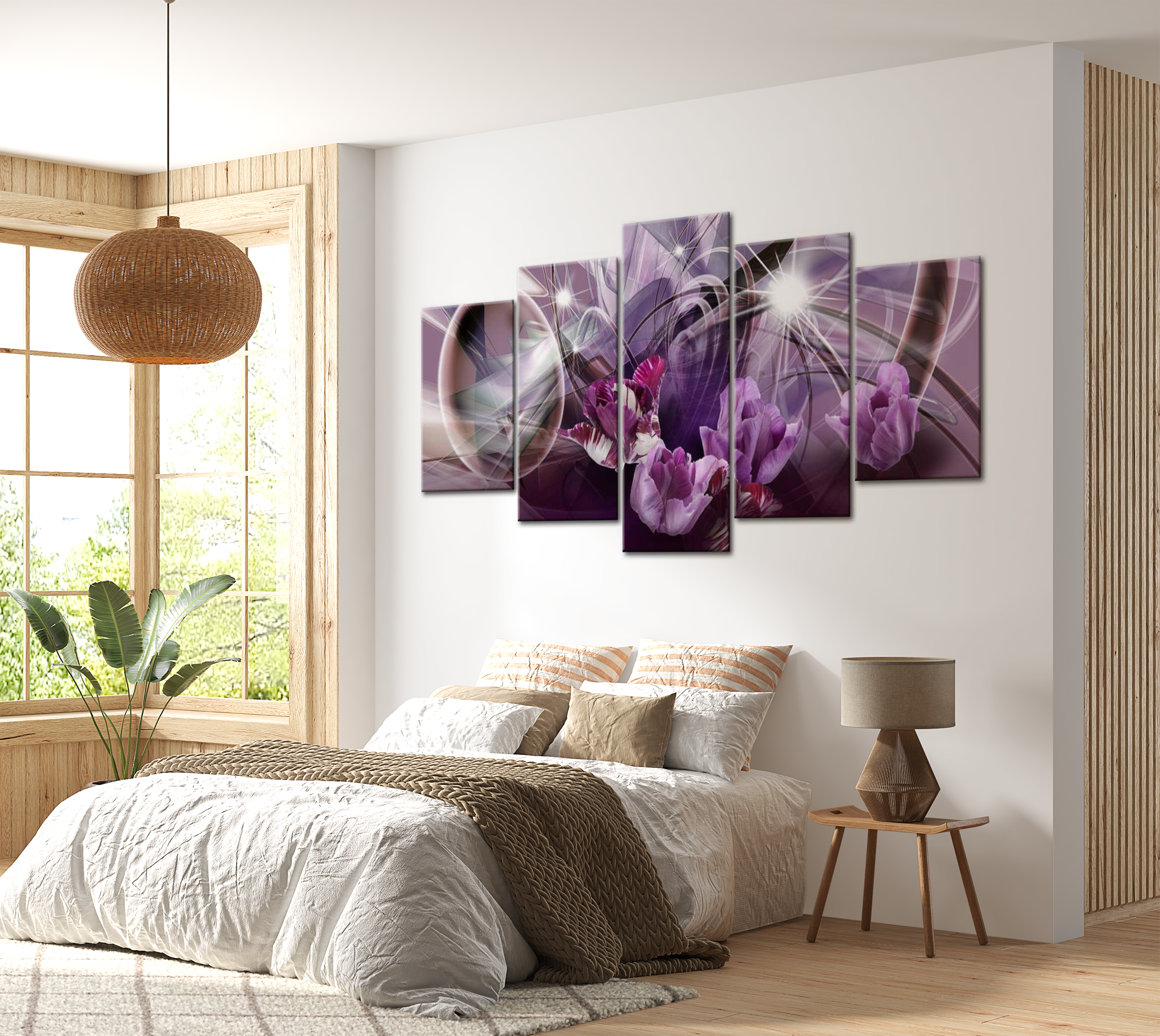 Stretched Canvas Floral Art - Purple Of Tulips 40"Wx20"H