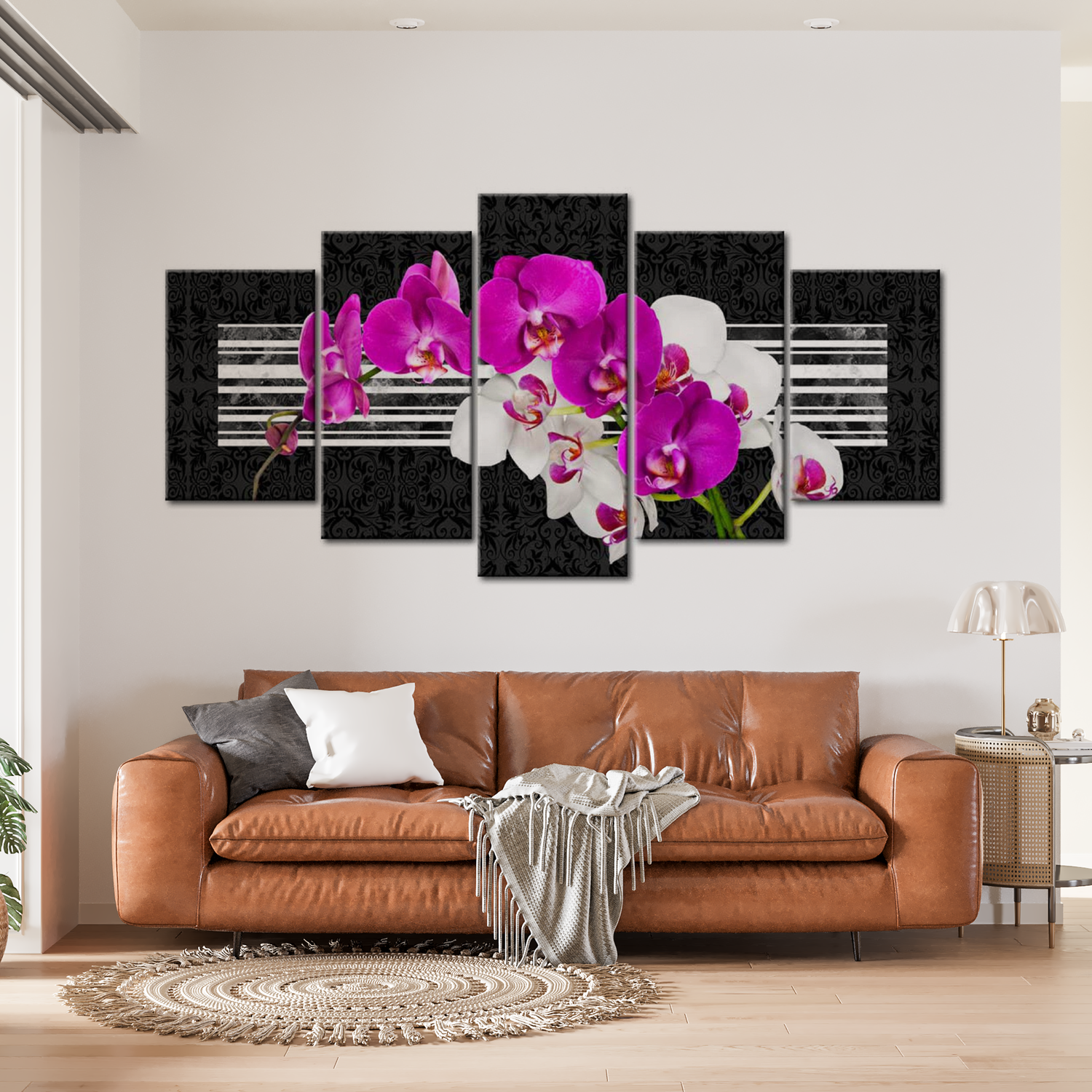 Stretched Canvas Floral Art - Modest Orchids 40"Wx20"H