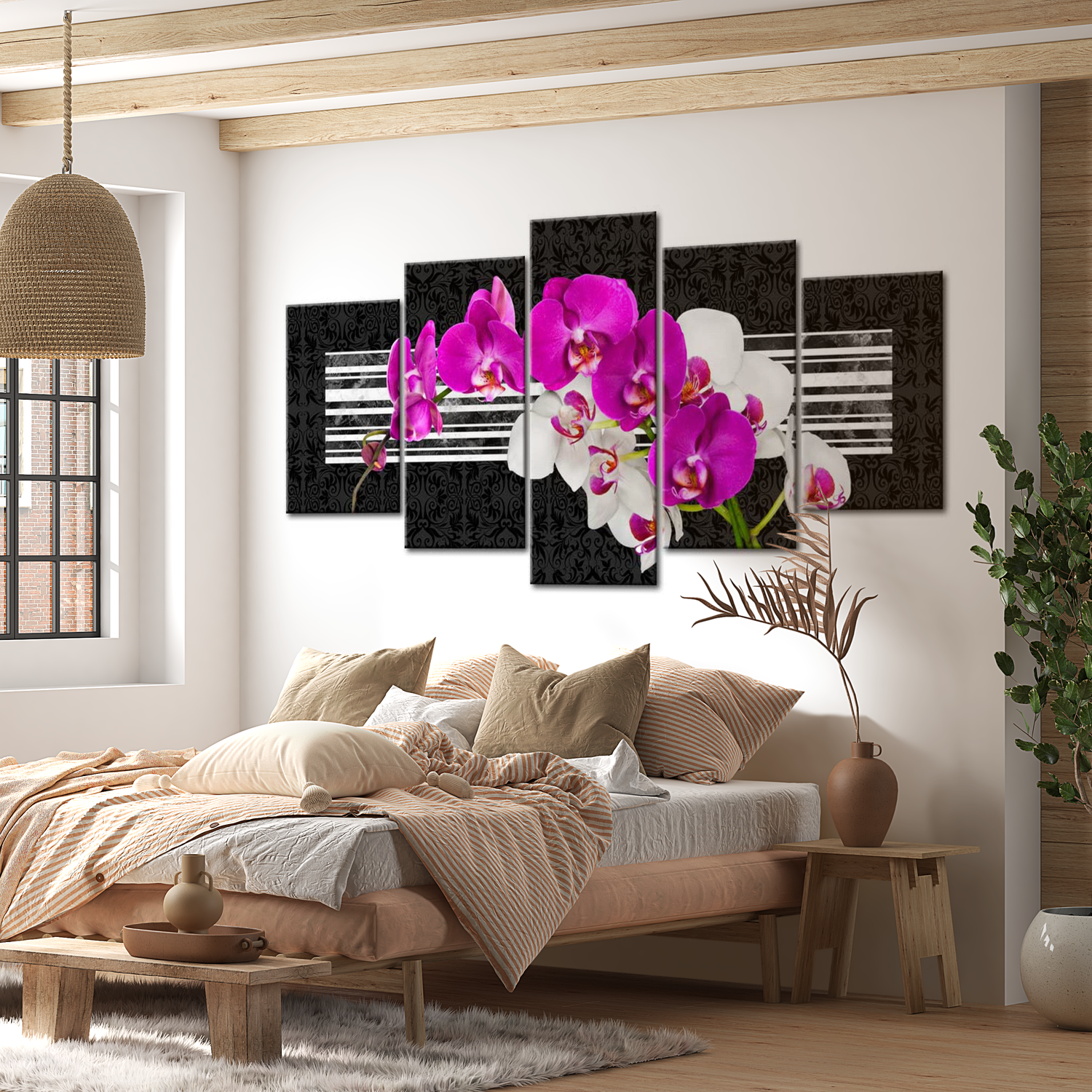 Stretched Canvas Floral Art - Modest Orchids 40"Wx20"H