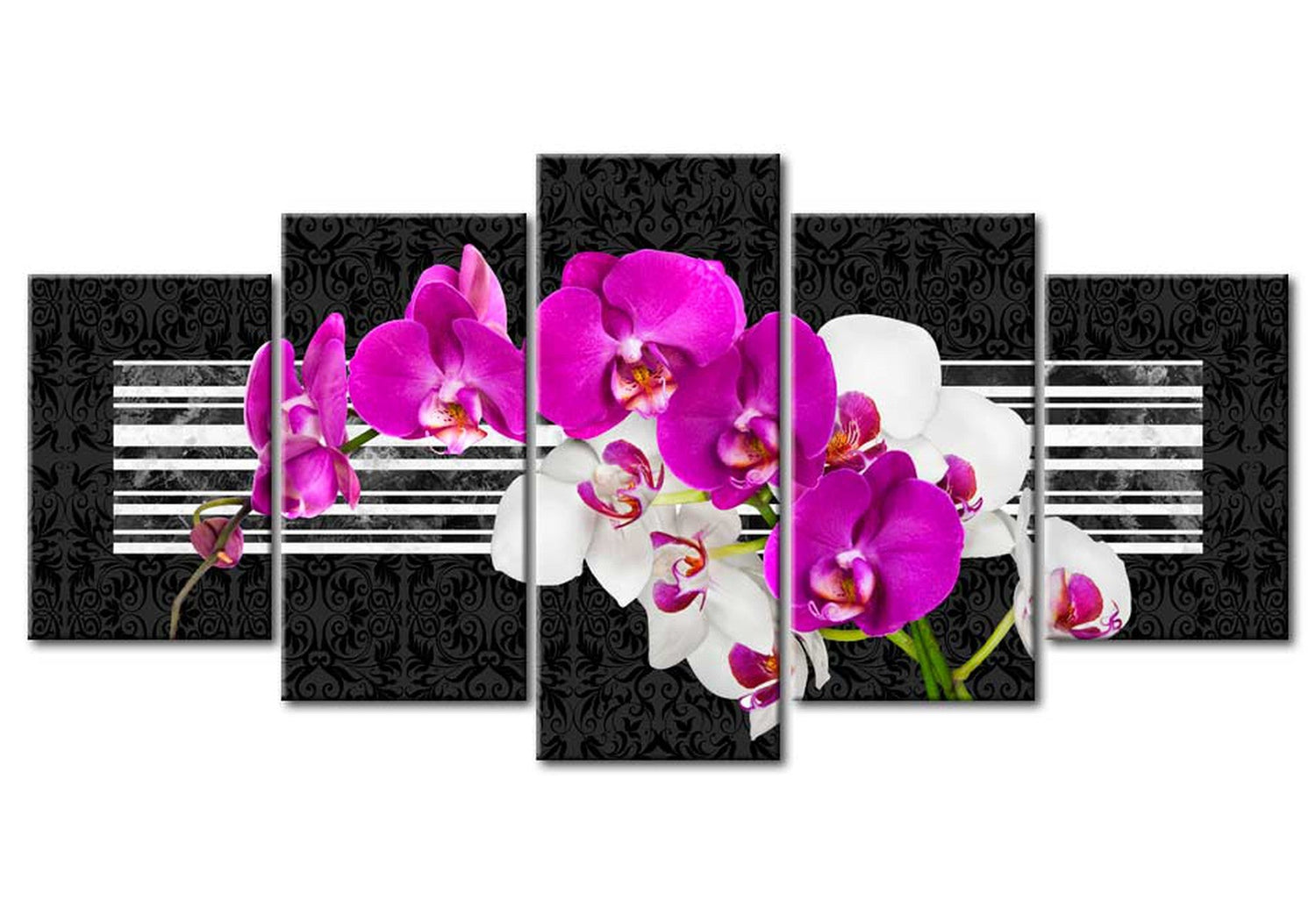 Floral Canvas Wall Art - Radiant Orchid Combination - 5 Pieces