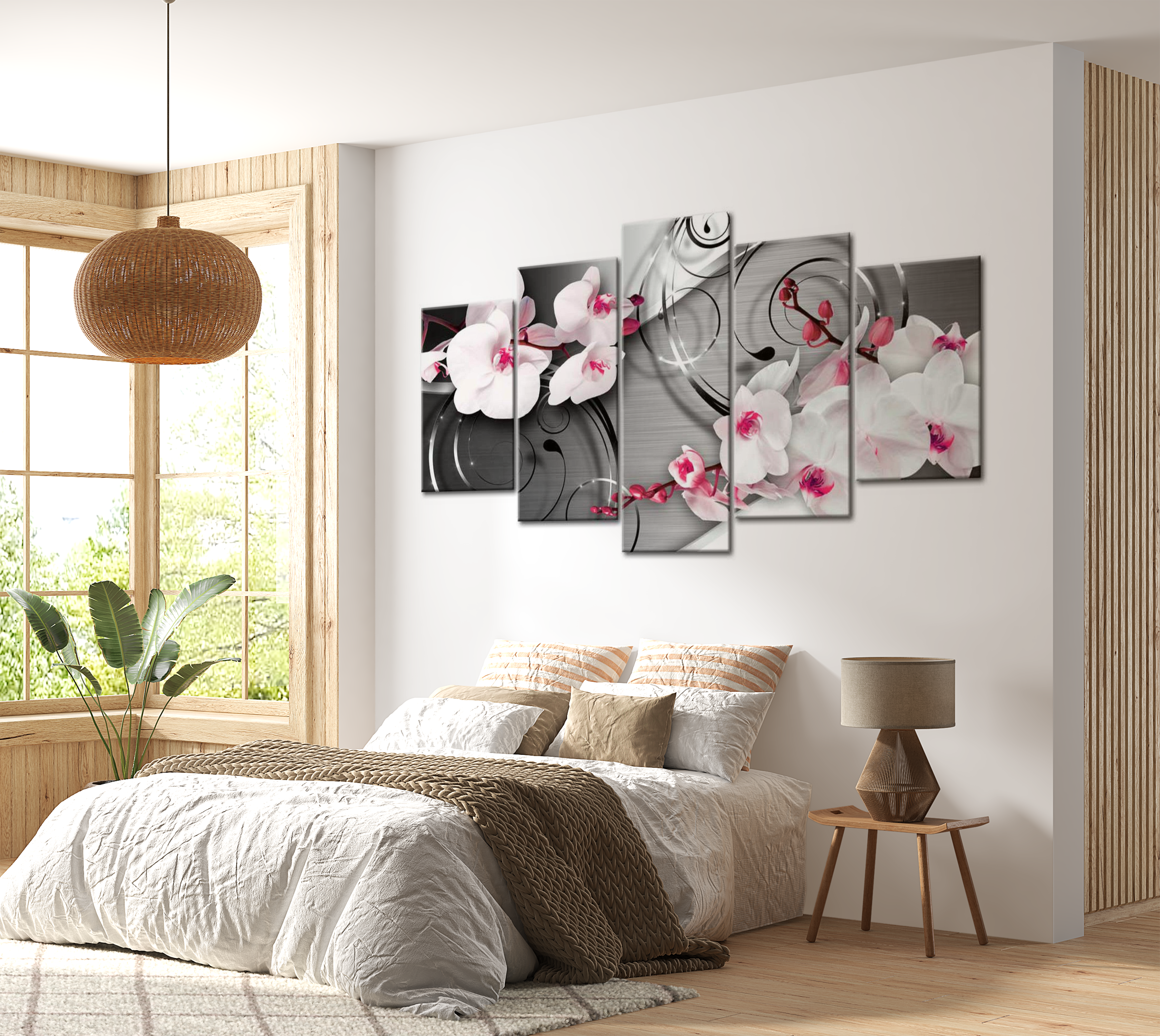 Stretched Canvas Floral Art - With Raspberry Accent 40"Wx20"H