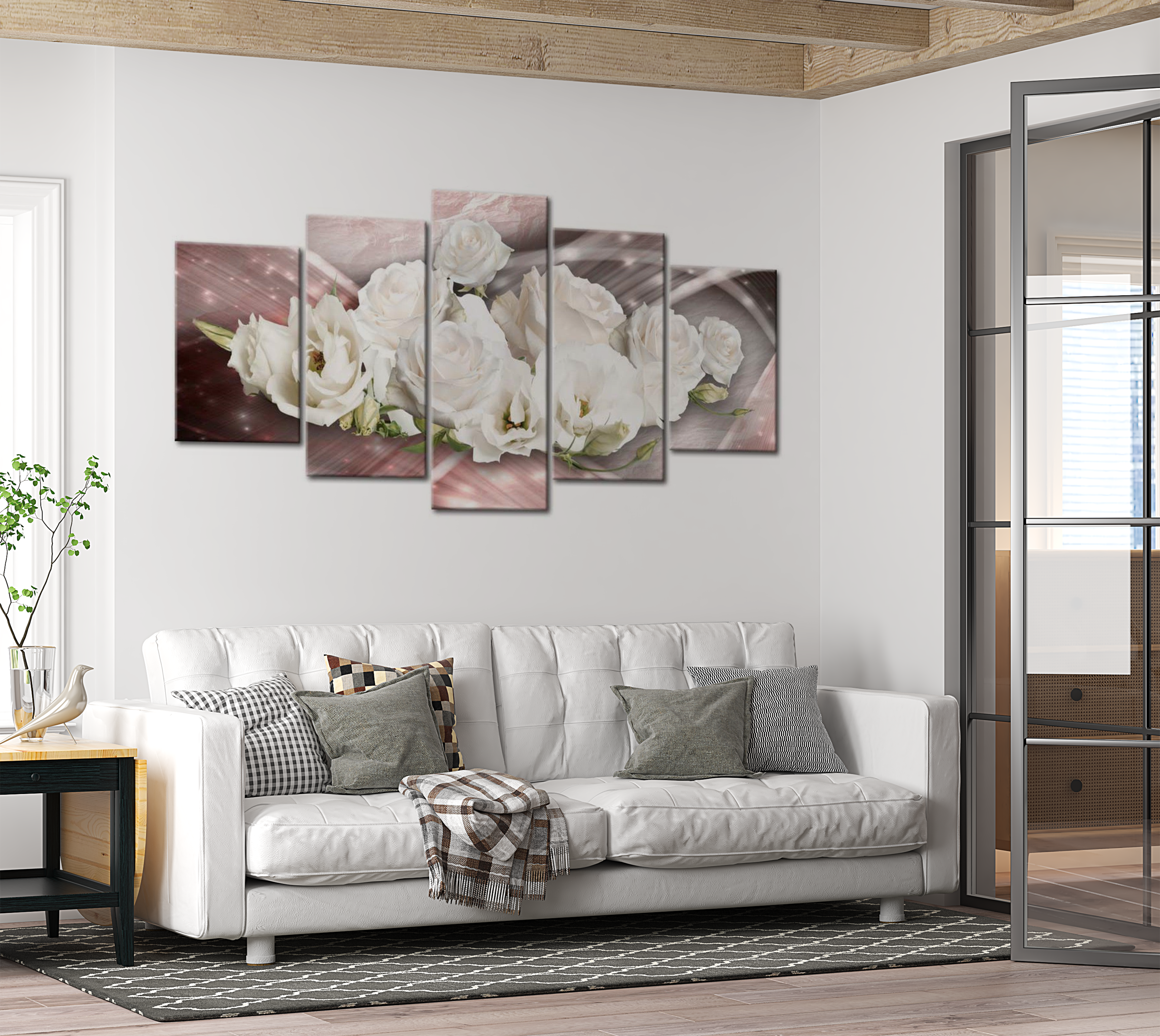 Floral Canvas Wall Art - Romantic Roses - 5 Pieces