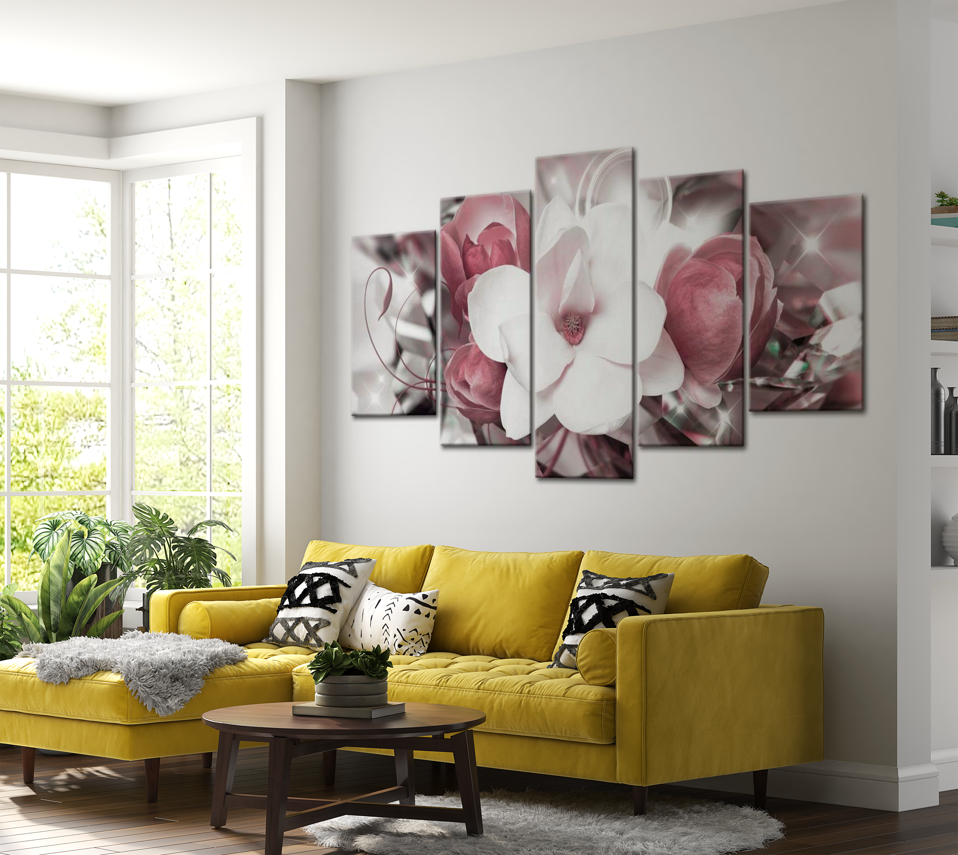 Floral Canvas Wall Art - Ruby Goddess - 5 Pieces