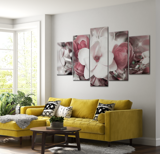 Floral Canvas Wall Art - Ruby Goddess - 5 Pieces
