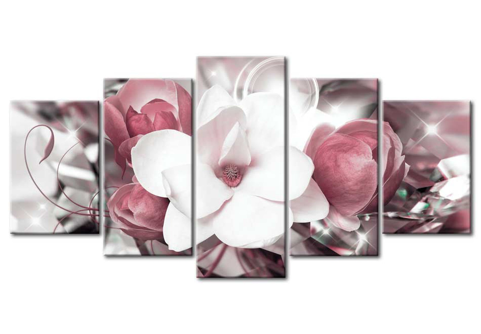 Floral Canvas Wall Art - Ruby Goddess - 5 Pieces