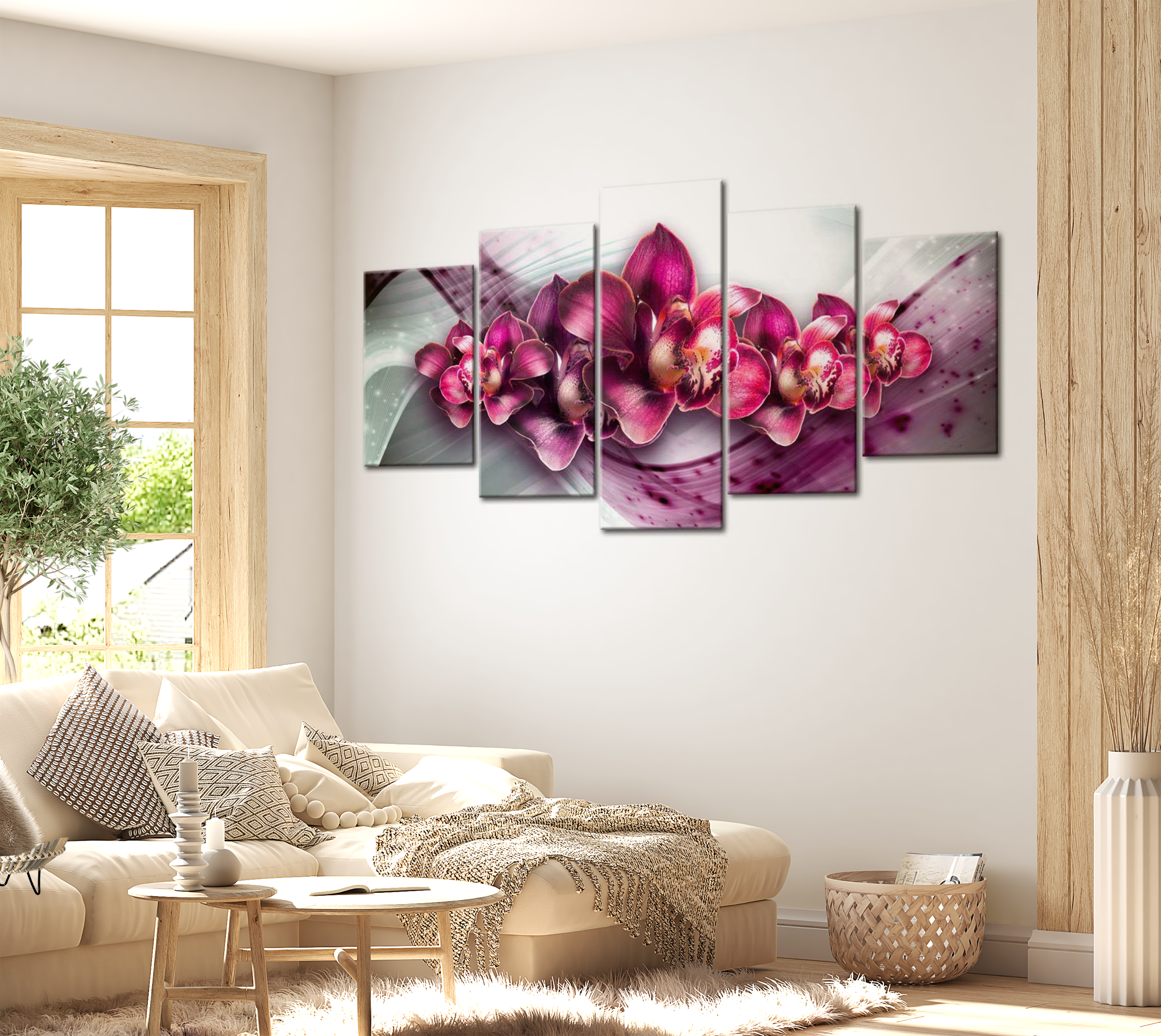 Floral Canvas Wall Art - Ruby Queen - 5 Pieces