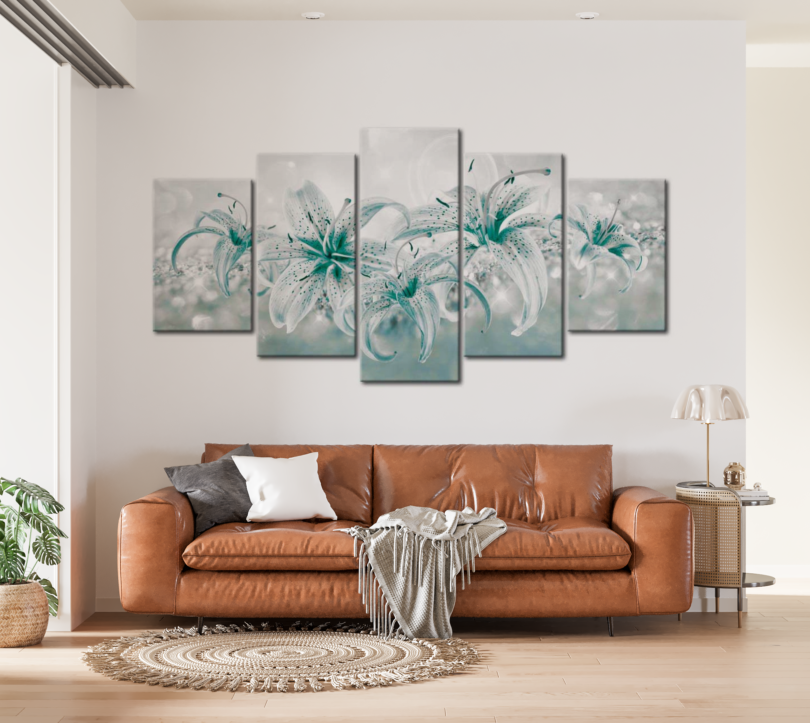 Stretched Canvas Floral Art - Sapphire Lilies 40"Wx20"H