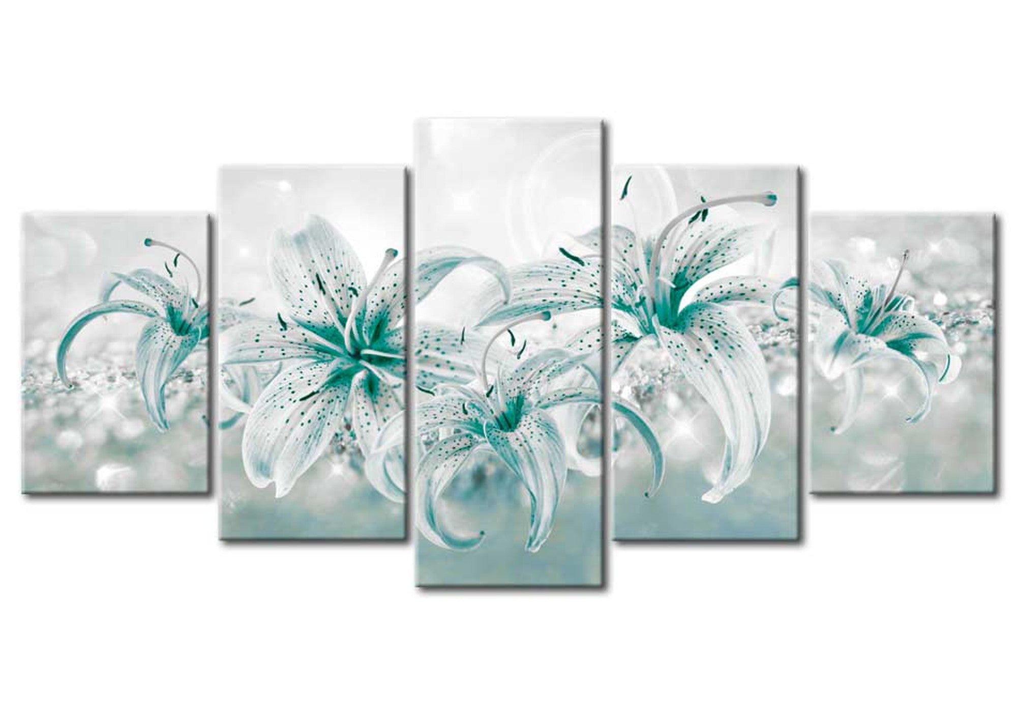 Floral Canvas Wall Art - Sapphire Lilies - 5 Pieces