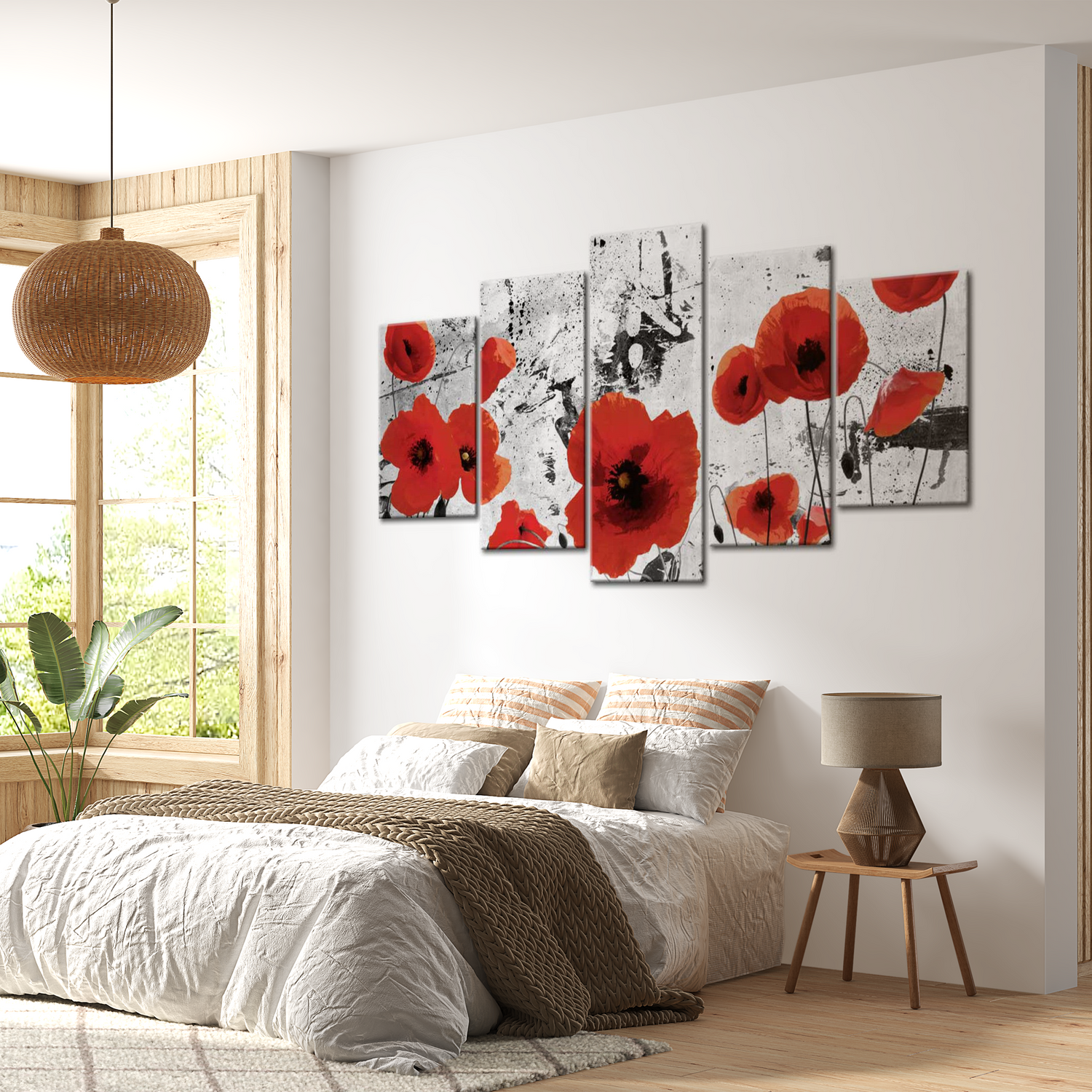 Stretched Canvas Floral Art - Scarlet Flowers 40"Wx20"H