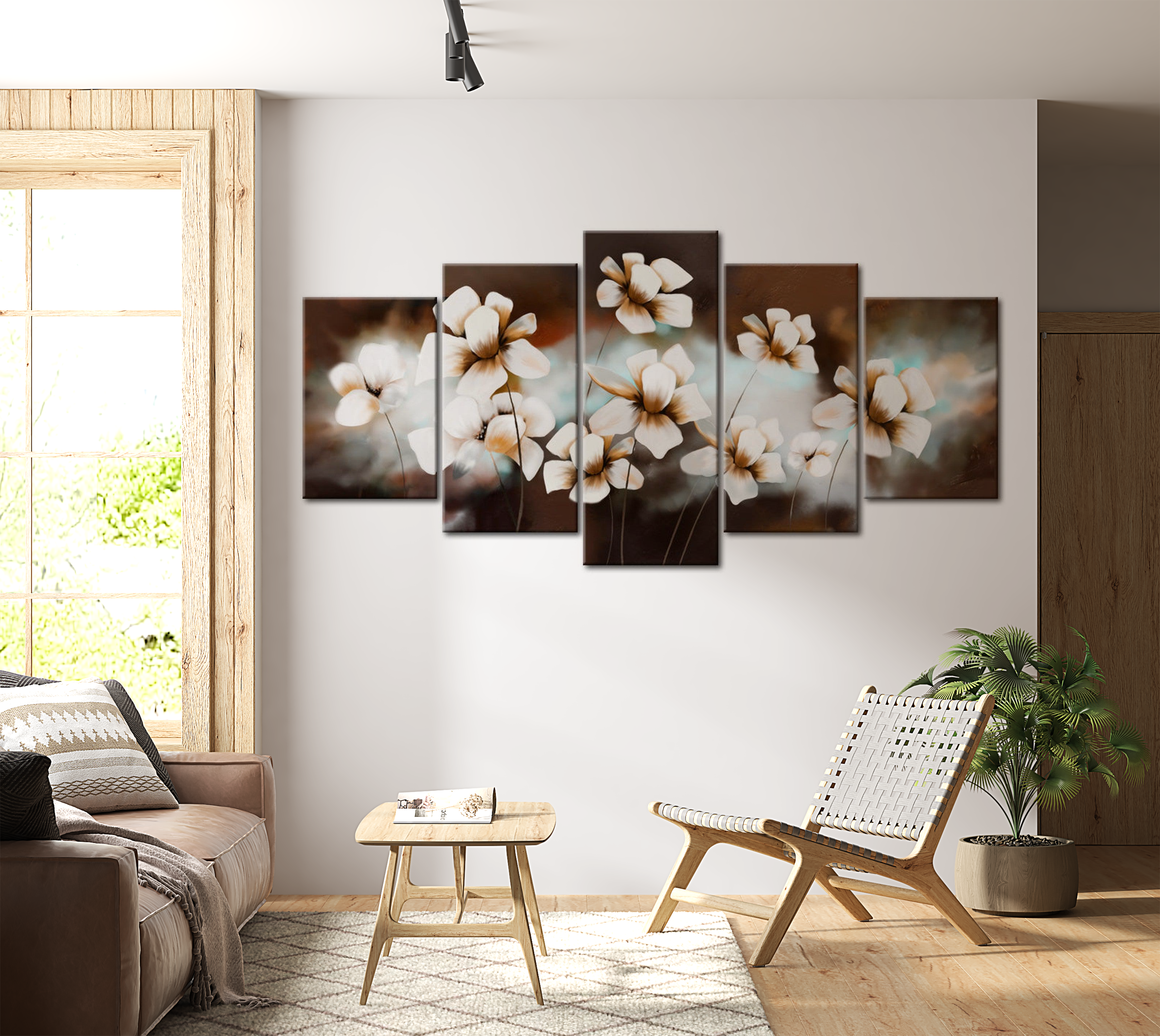 Floral Canvas Wall Art - Soft As Silk - 5 Pieces