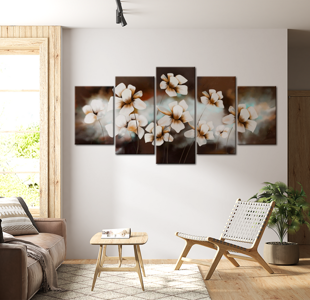 Floral Canvas Wall Art - Soft As Silk - 5 Pieces
