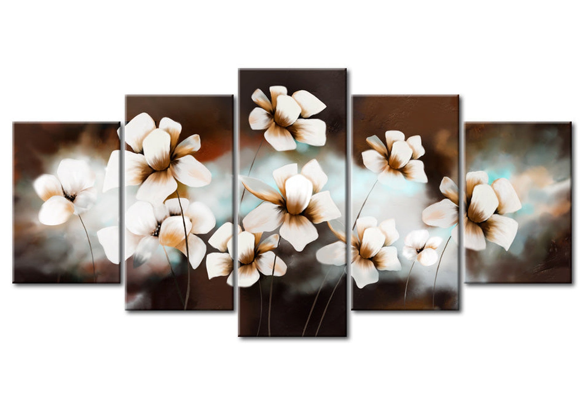 Floral Canvas Wall Art - Soft As Silk - 5 Pieces