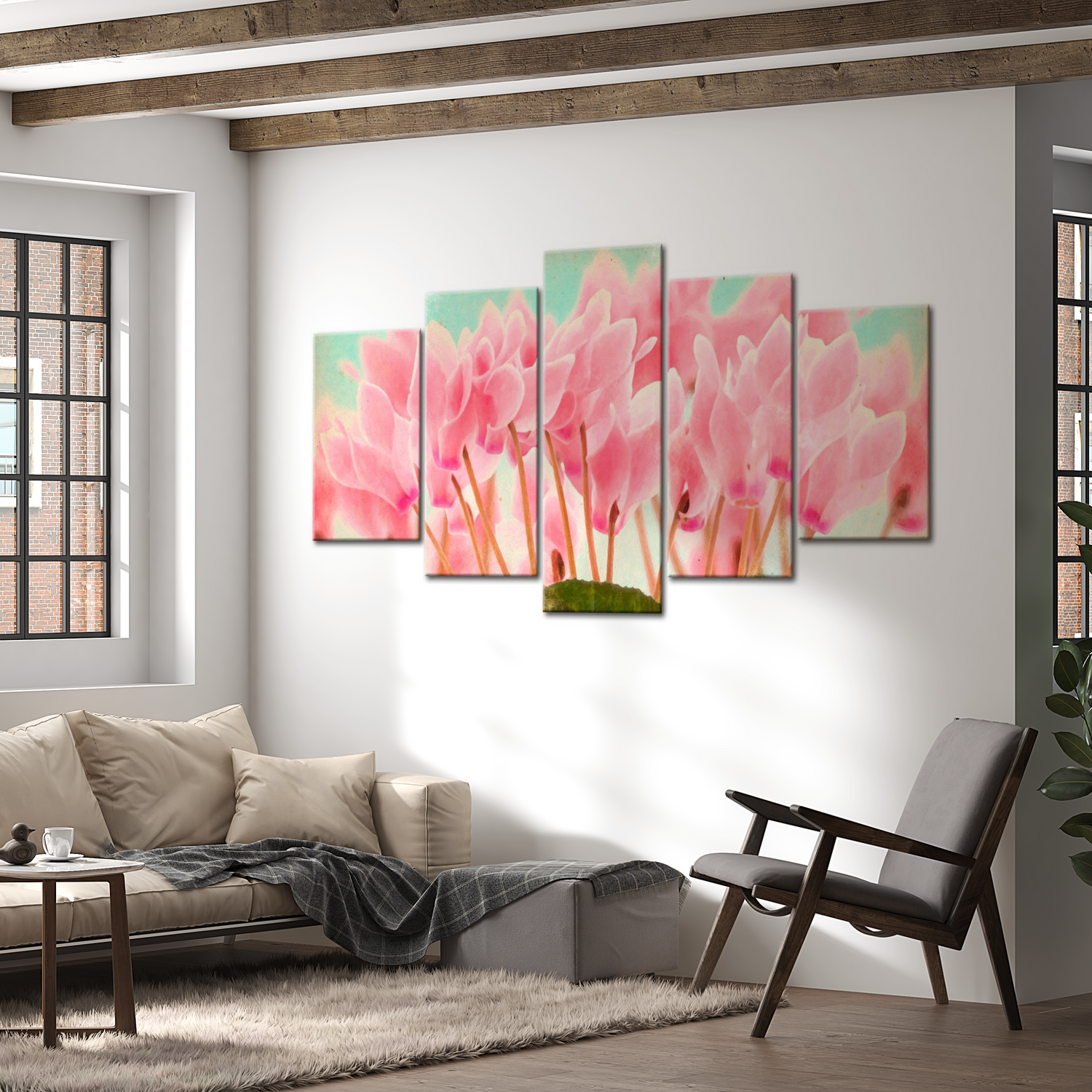 Stretched Canvas Floral Art - Cyclamen 40"Wx20"H