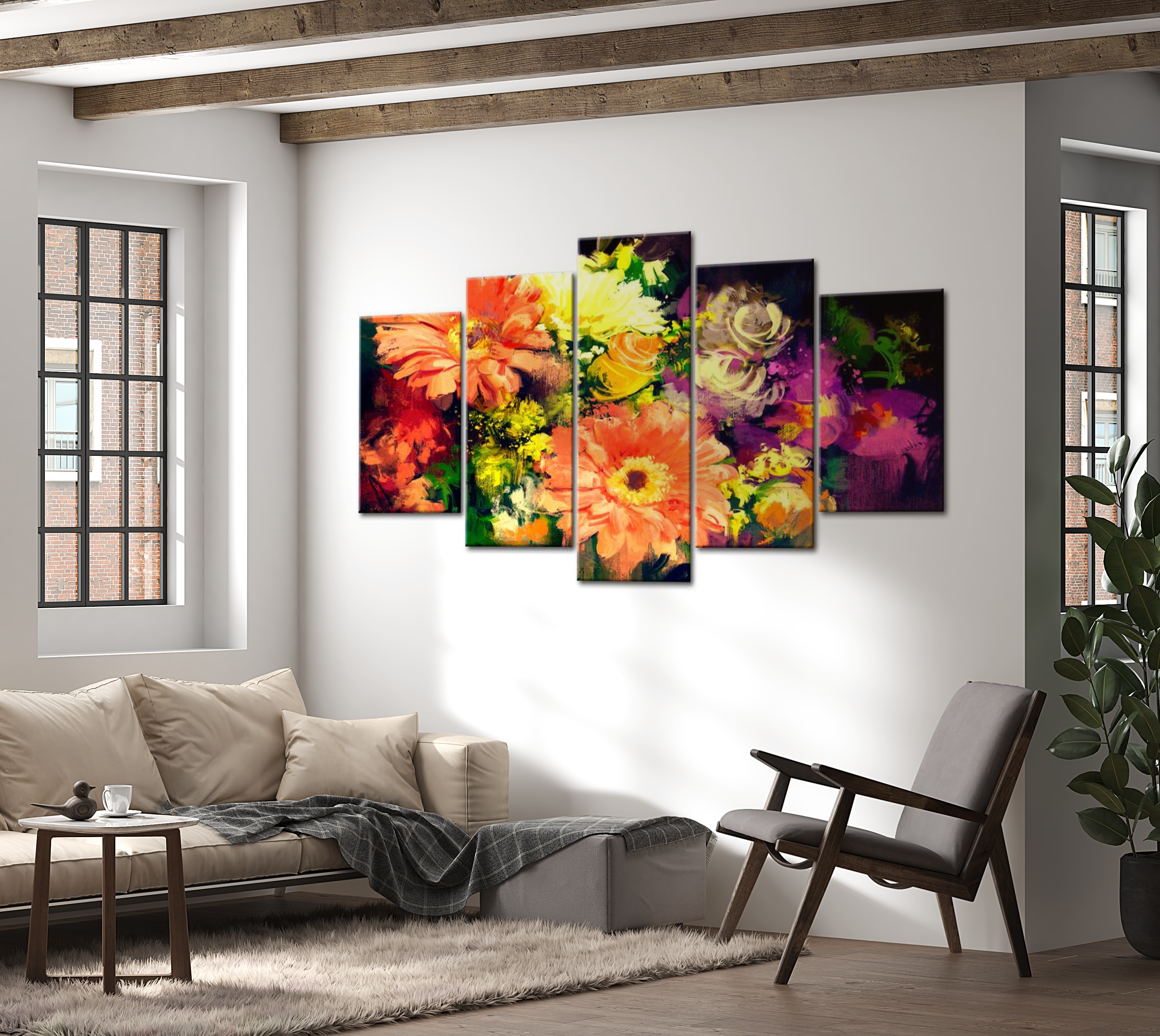 Stretched Canvas Floral Art - Spring Collage 40"Wx20"H