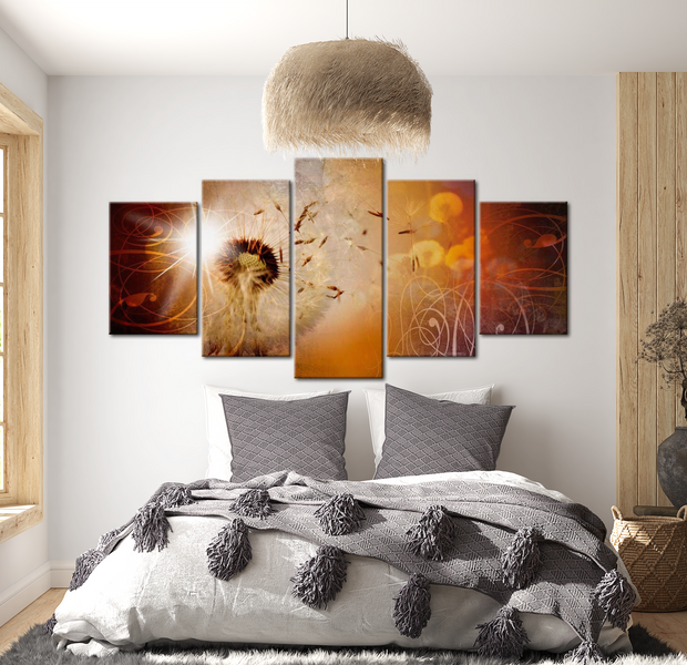 Floral Canvas Wall Art - Summer Dandelion - 5 Pieces