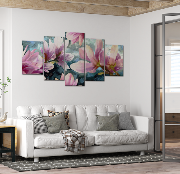 Floral Canvas Wall Art - Summer Flower Song - 5 Pieces