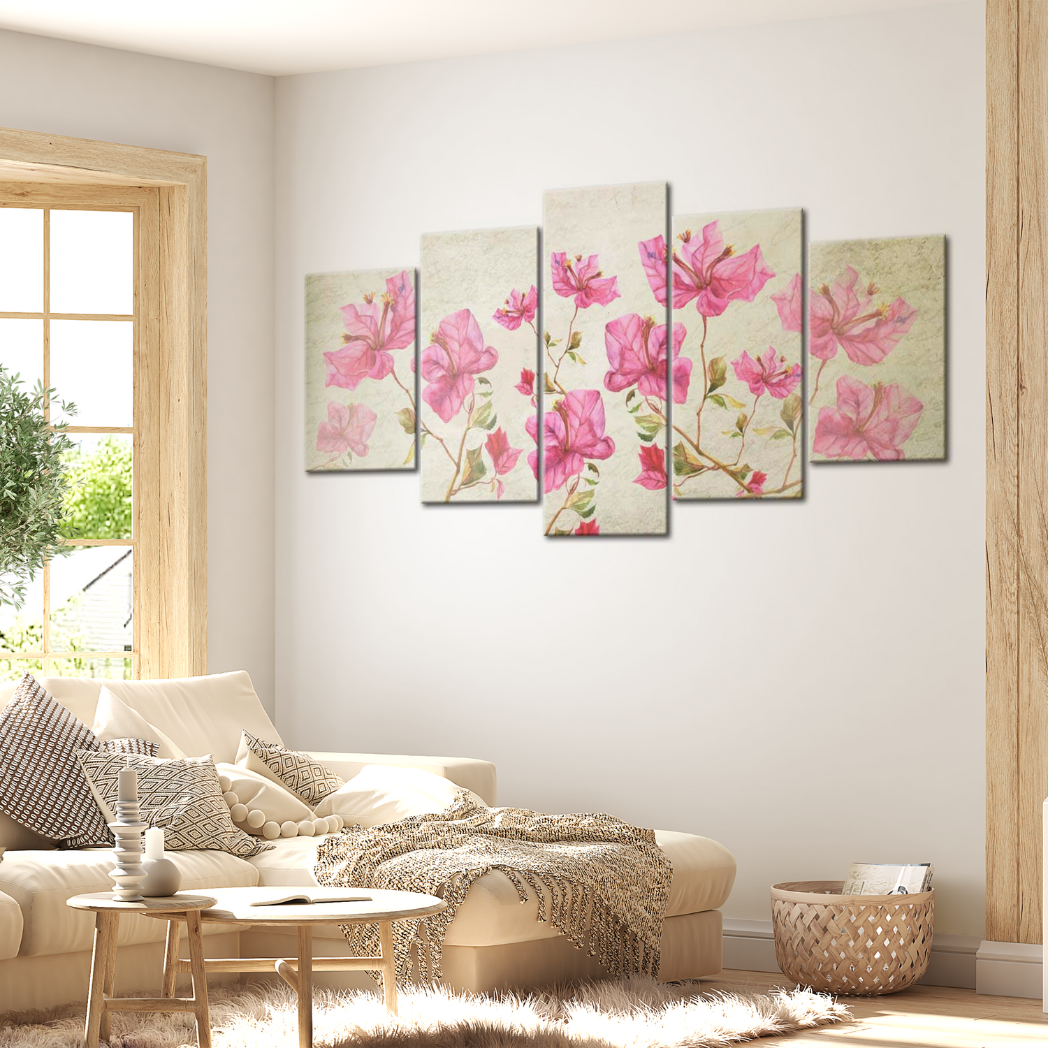 Stretched Canvas Floral Art - Picture With Flower 40"Wx20"H