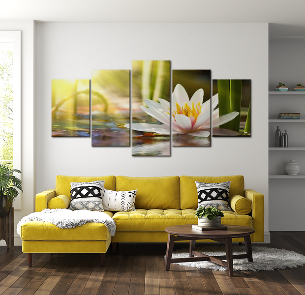 Floral Canvas Wall Art - Sunny Lotus - 5 Pieces