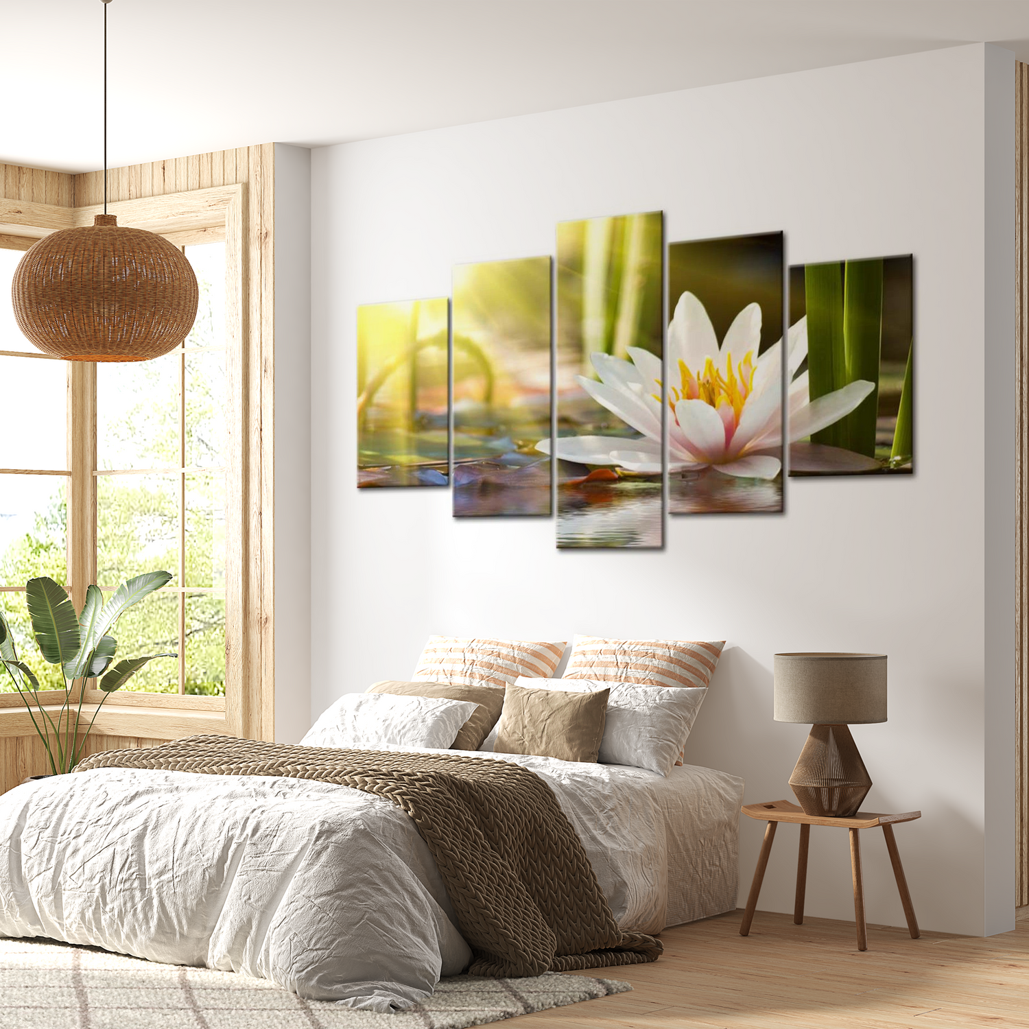 Stretched Canvas Floral Art - Sunny Lotus 40"Wx20"H