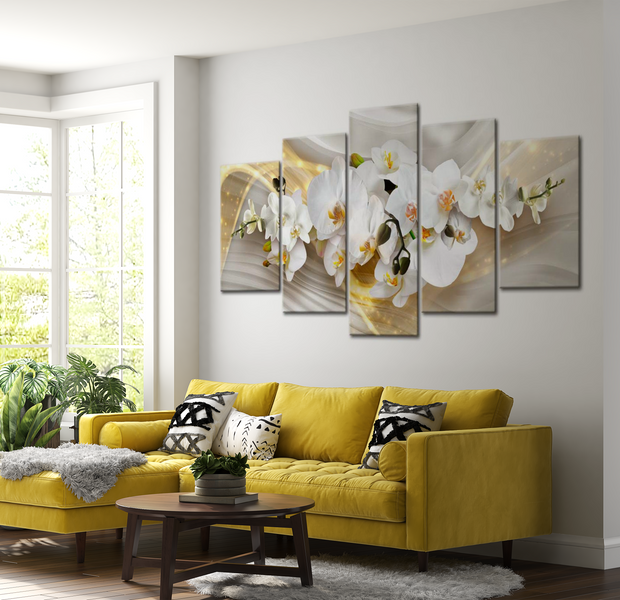 Floral Canvas Wall Art - Sunny Orchid Combination - 5 Pieces