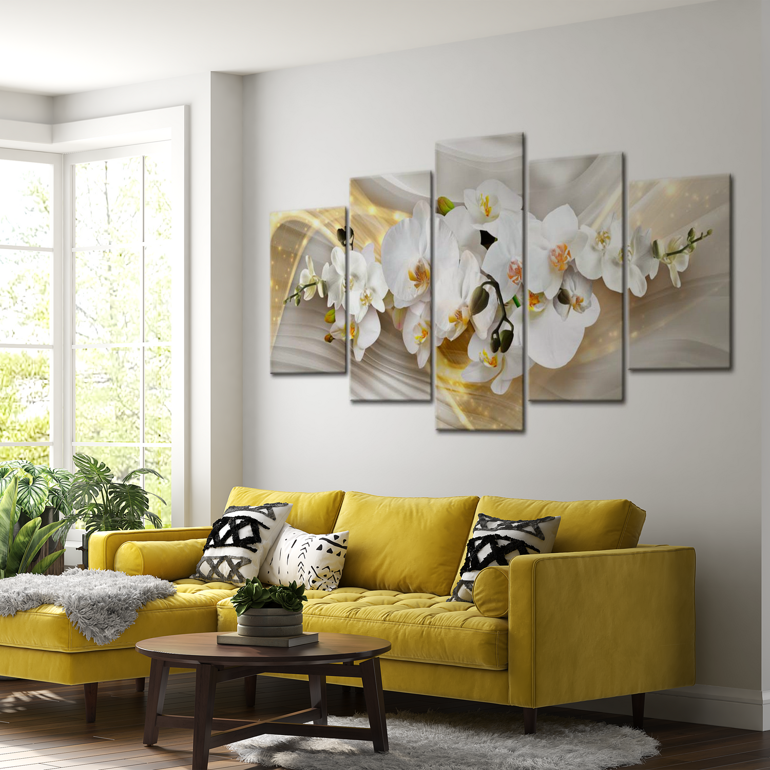Stretched Canvas Floral Art - Sunny Cascade 40"Wx20"H
